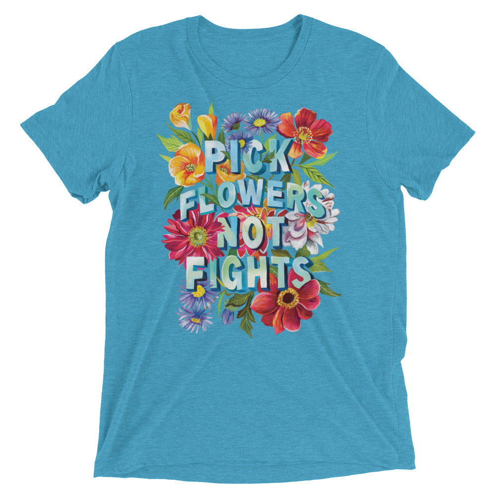 Pick Flowers Tri-Blend T-Shirt Aqua Triblend