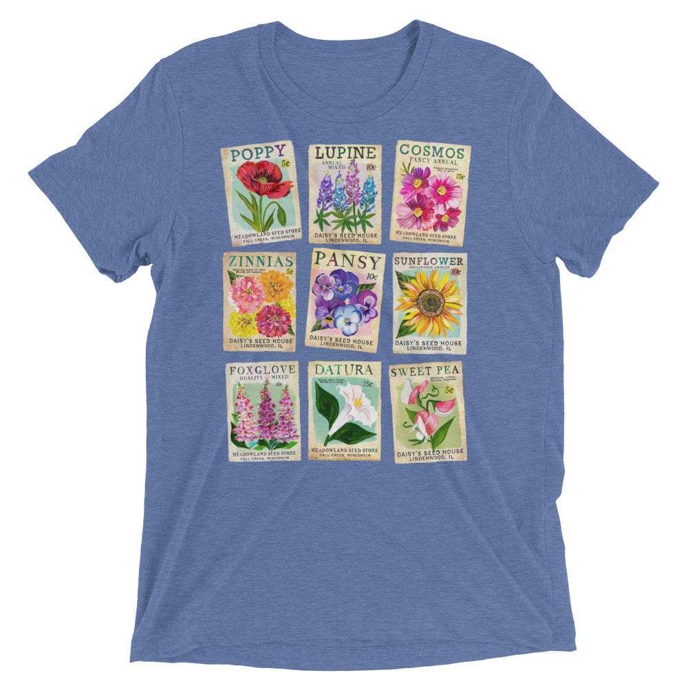 Seed Packet Tri-Blend T-Shirt Blue Triblend