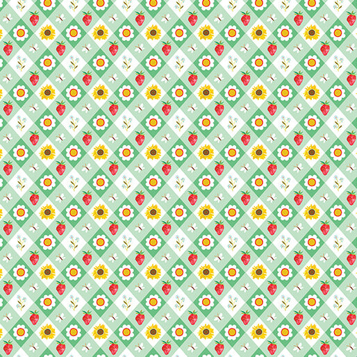 Cottage Picnic Light Teal Fabric