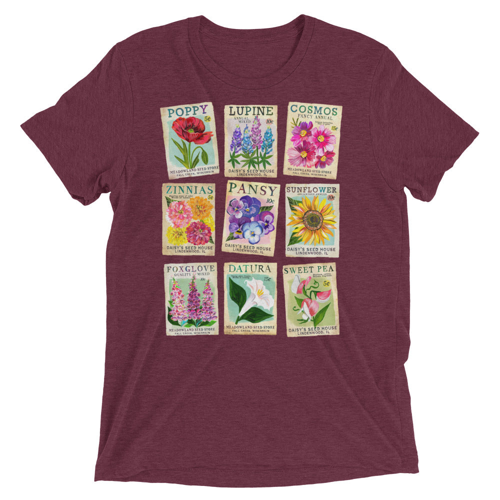 Seed Packet Tri-Blend T-Shirt Maroon Triblend