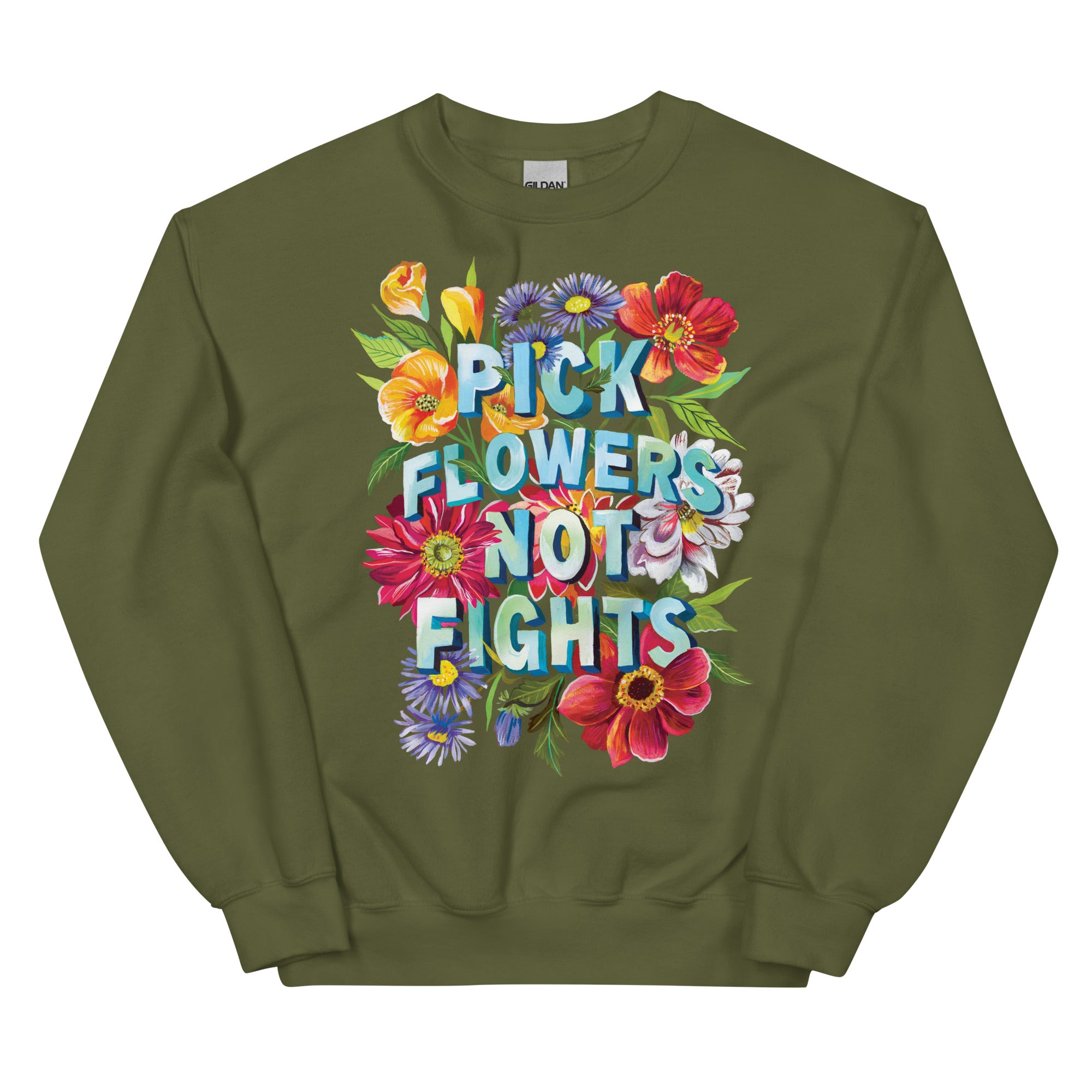 Pick Flowers Sweatshirt Military Green