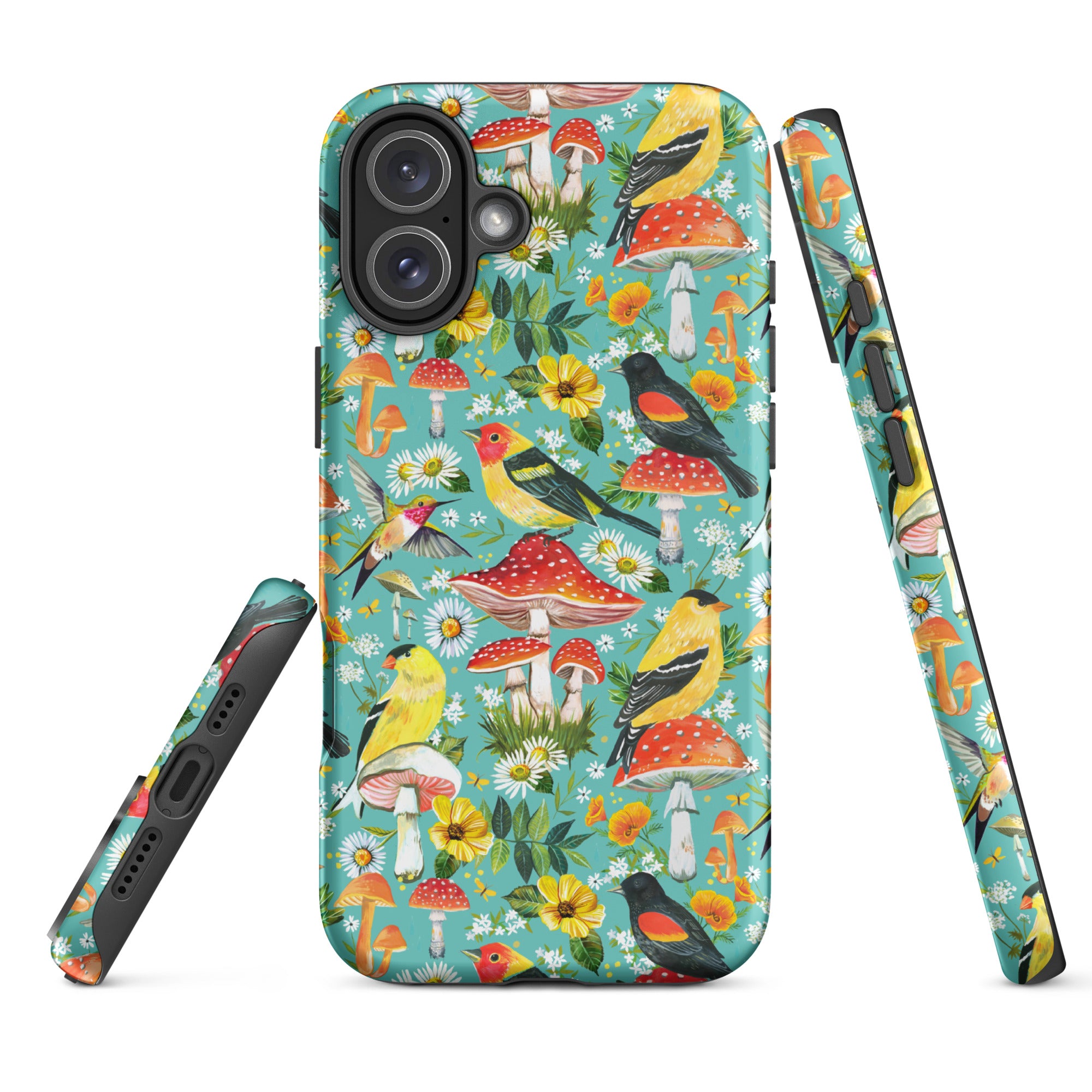 Birds and Mushrooms Tough Case for iPhone® iPhone 16 Plus