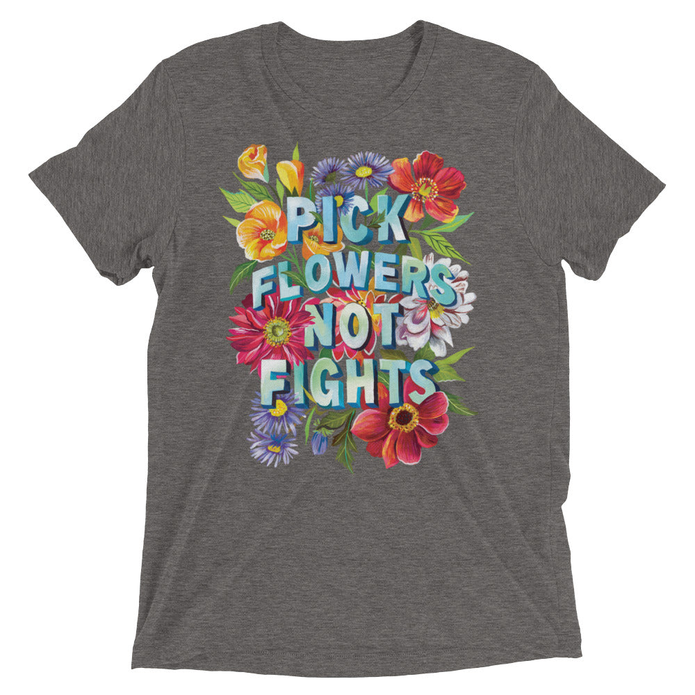 Pick Flowers Tri-Blend T-Shirt Grey Triblend