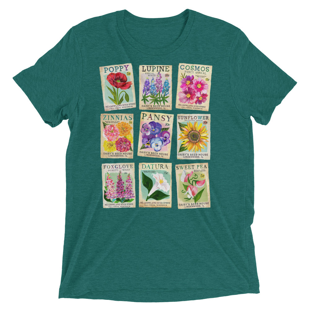 Seed Packet Tri-Blend T-Shirt Teal Triblend