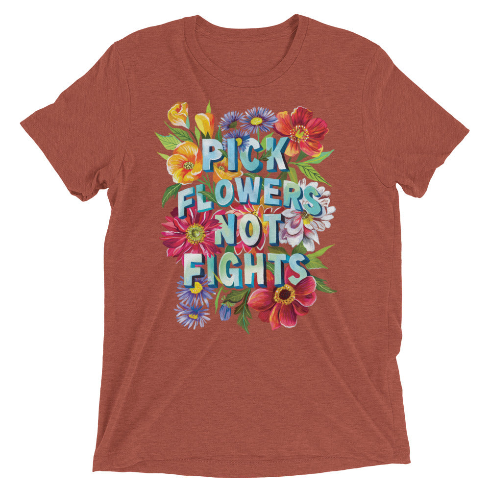 Pick Flowers Tri-Blend T-Shirt Clay Triblend