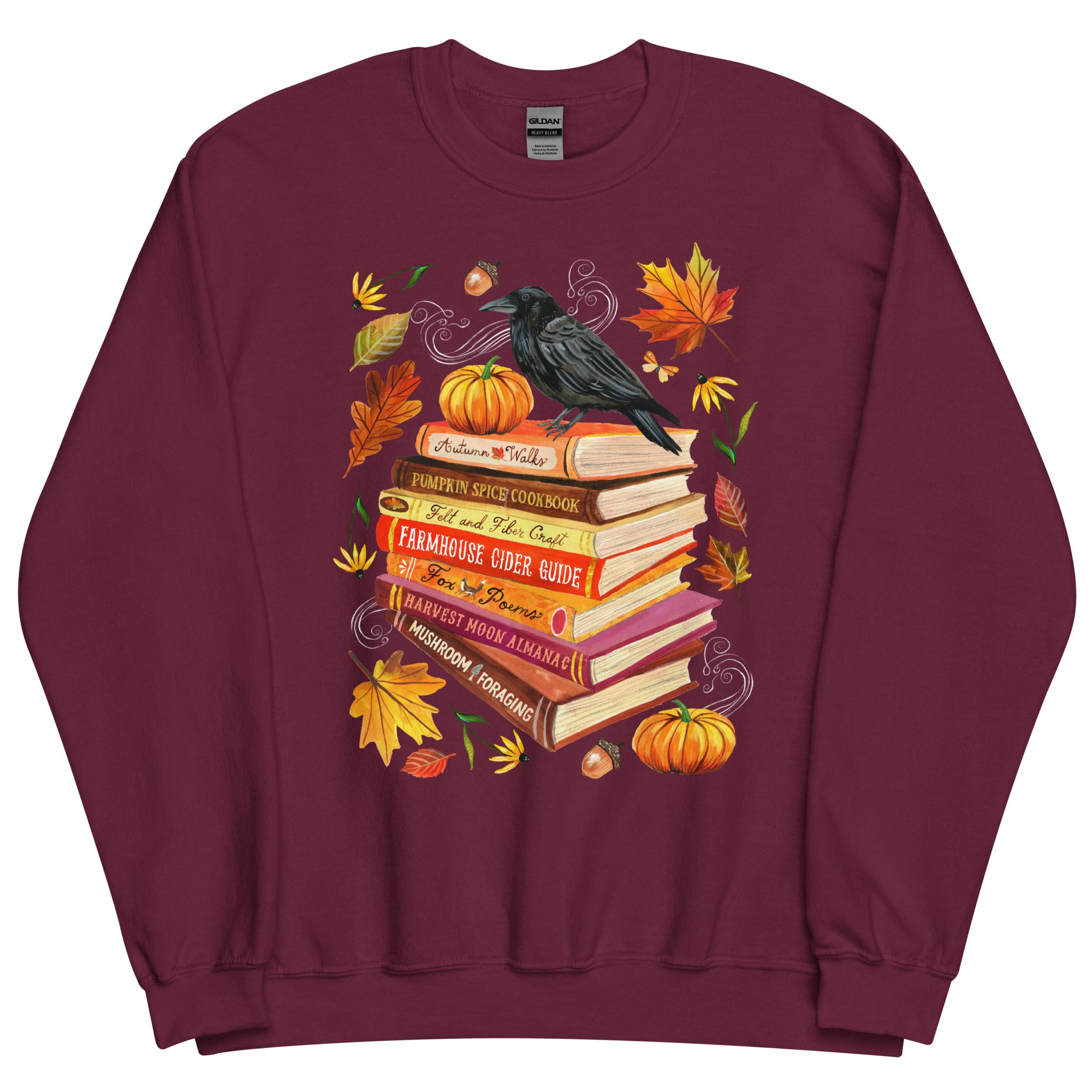 Autumn Library Sweatshirt Maroon