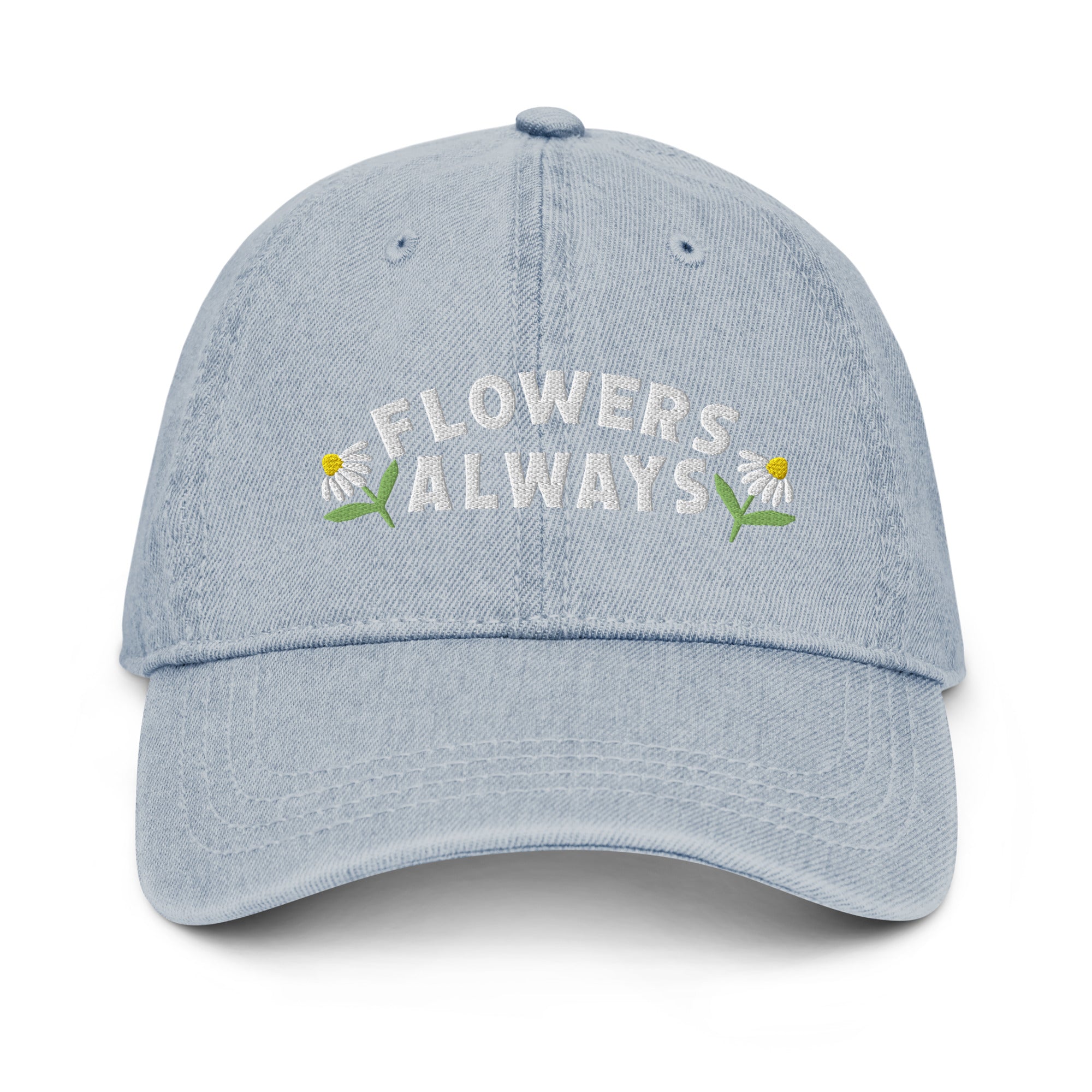 Flowers Always Denim Hat Light Blue