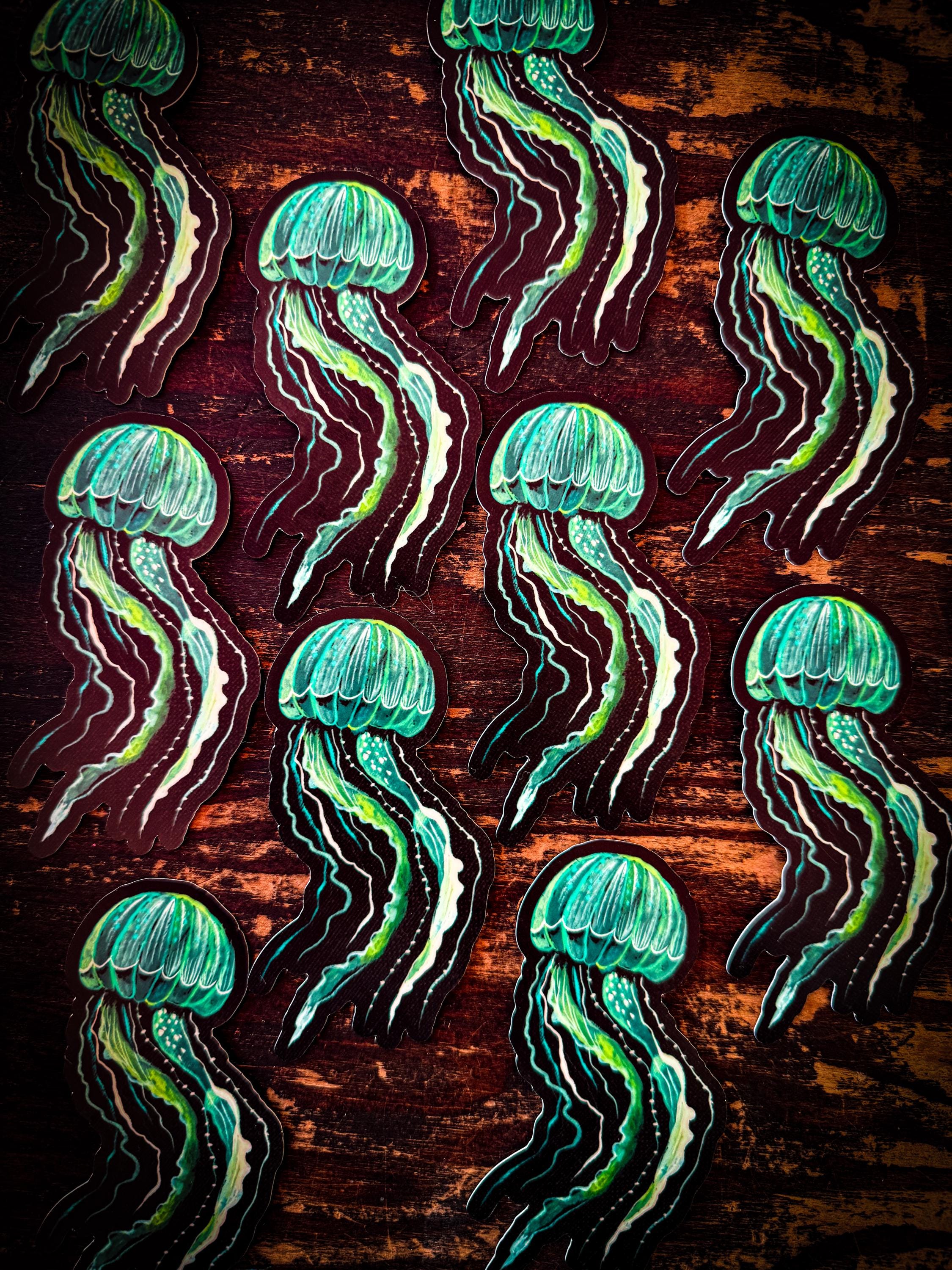 Bioluminescent Jellyfish - Glow in The Dark Sticker