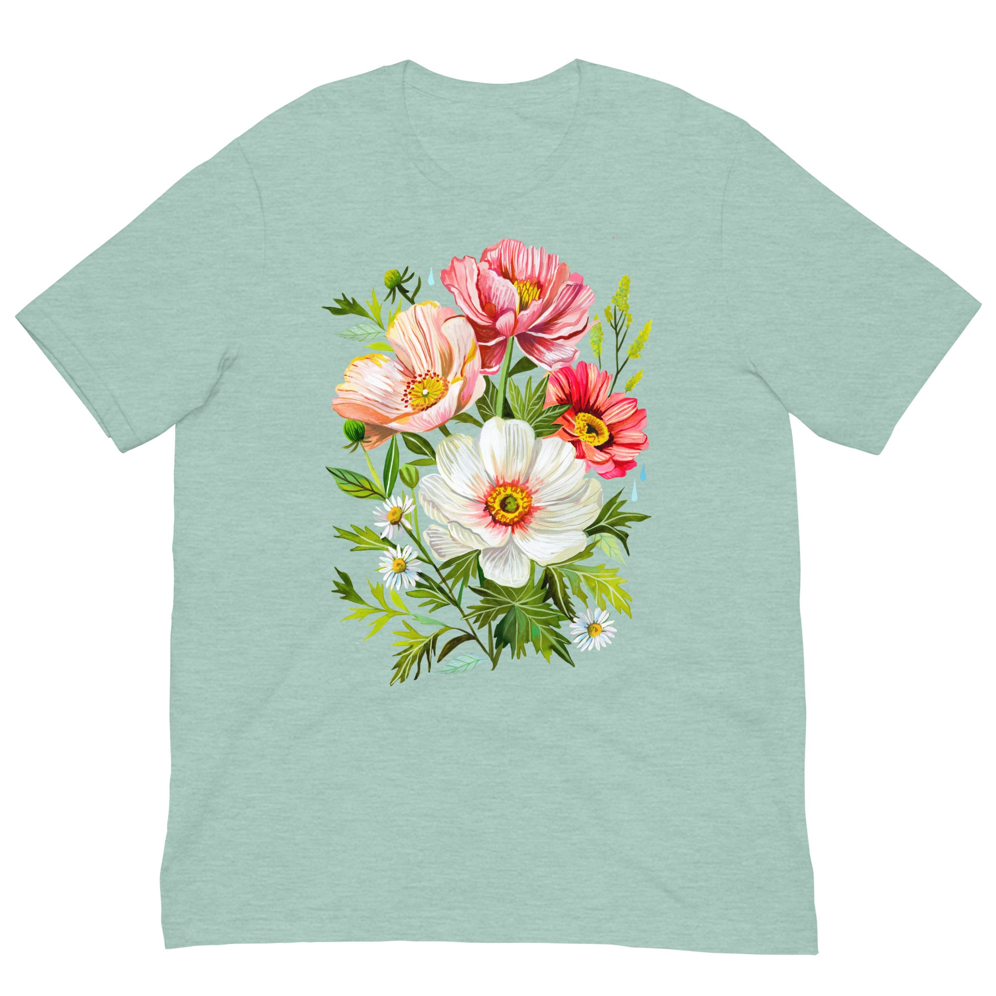 Lydia's Bouquet T-Shirt Heather Prism Dusty Blue
