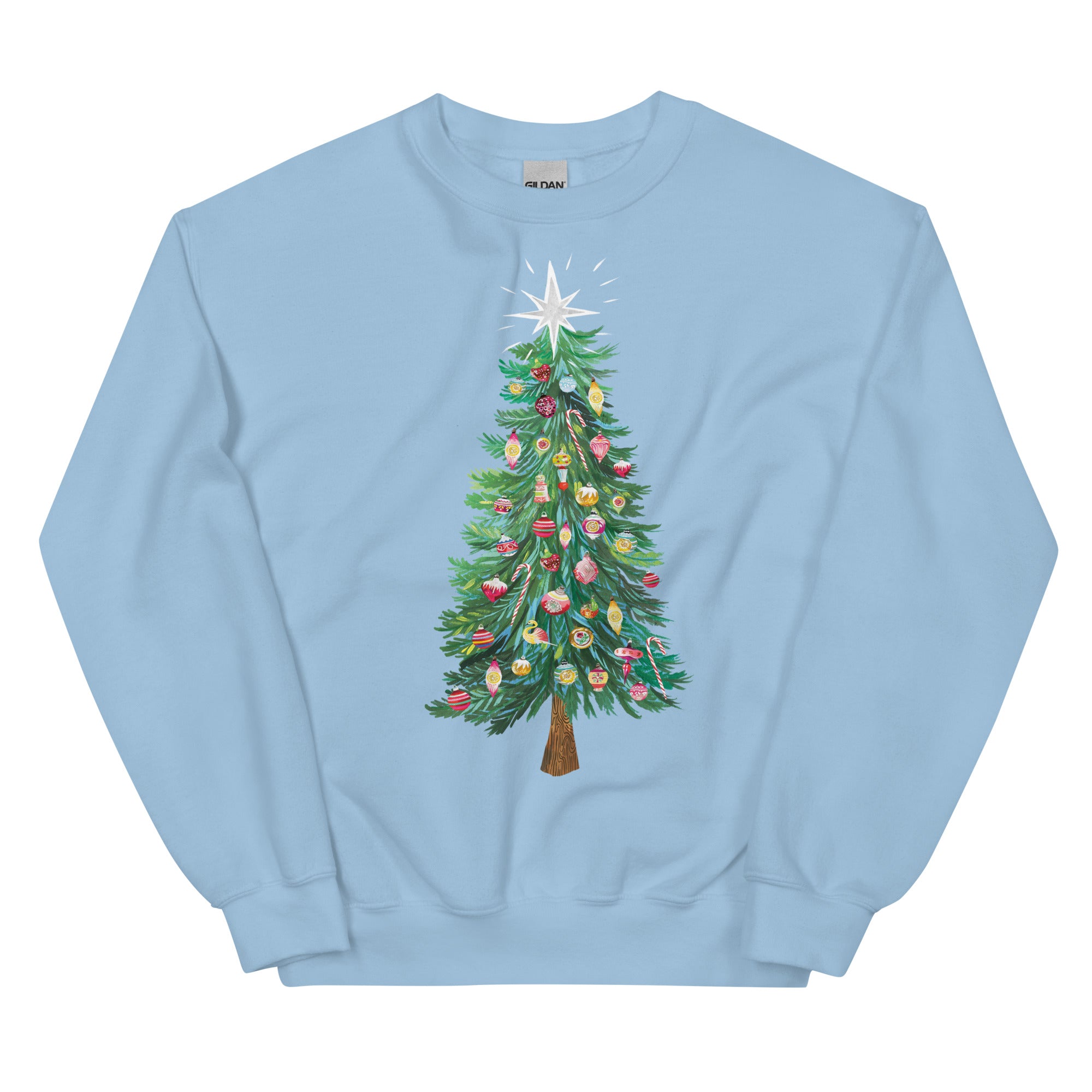 Christmas Tree Sweatshirt Light Blue