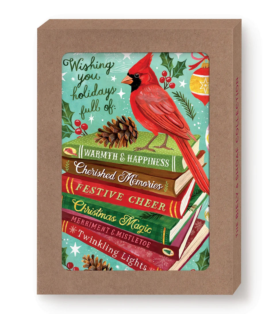 Holiday Wishes Book Stack Holiday Card Set