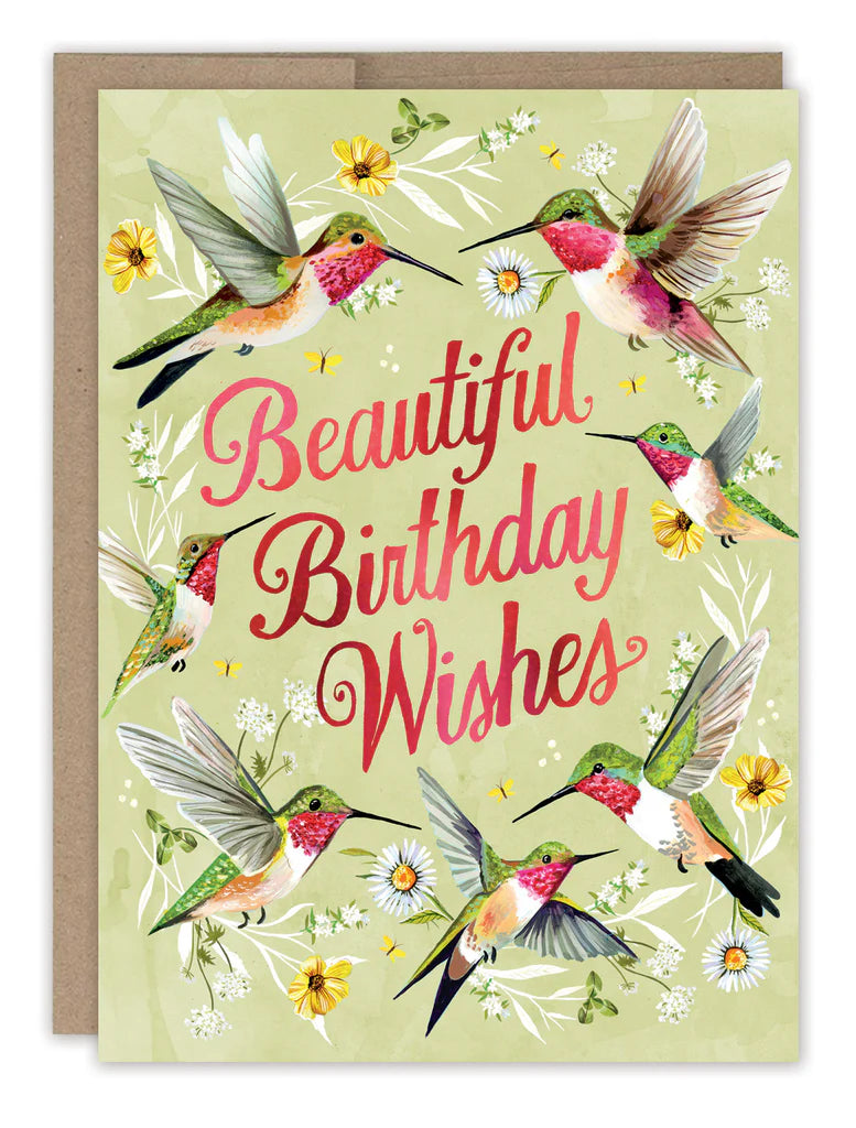 Hummingbirds Beautiful Wishes Birthday Card