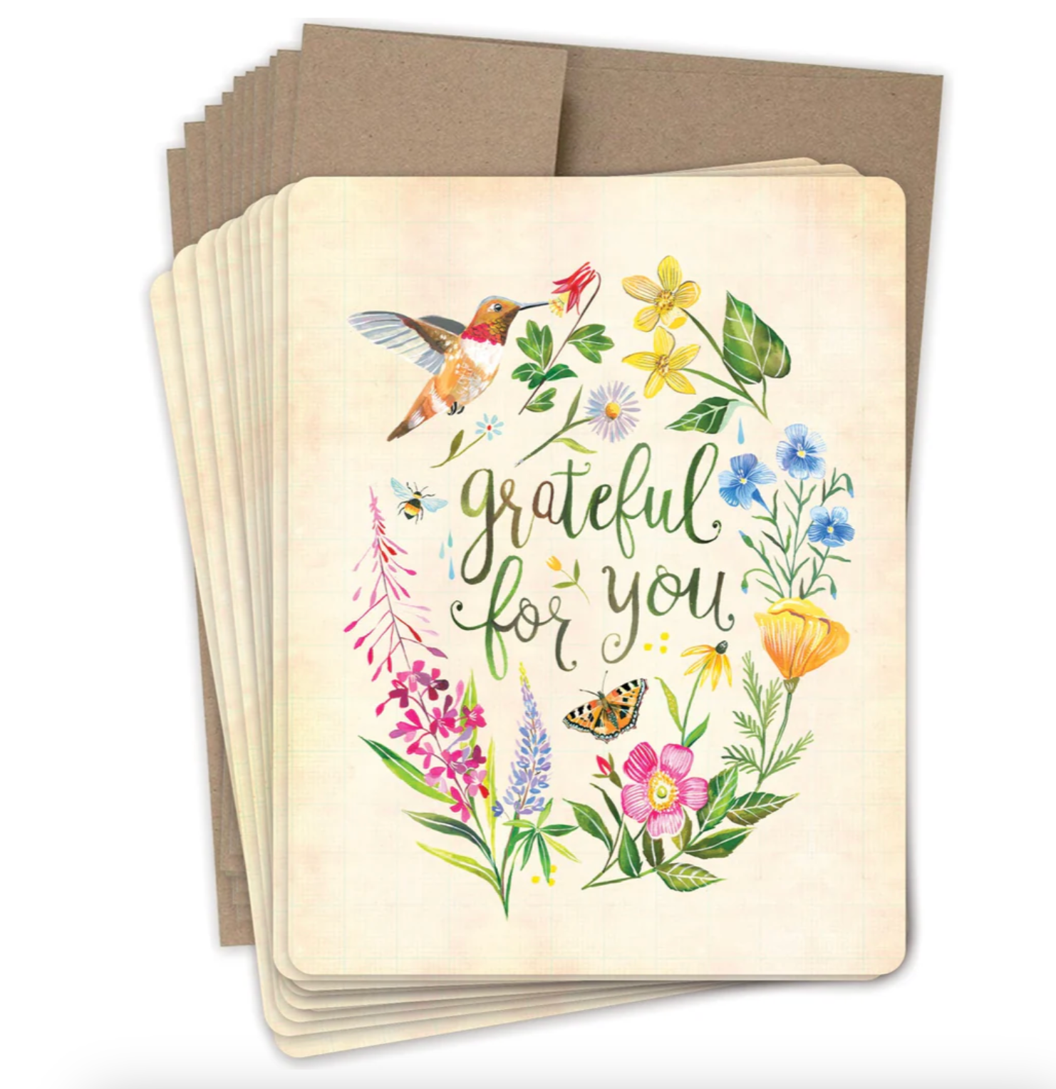 Grateful Hummingbird Boxed Notecard Set
