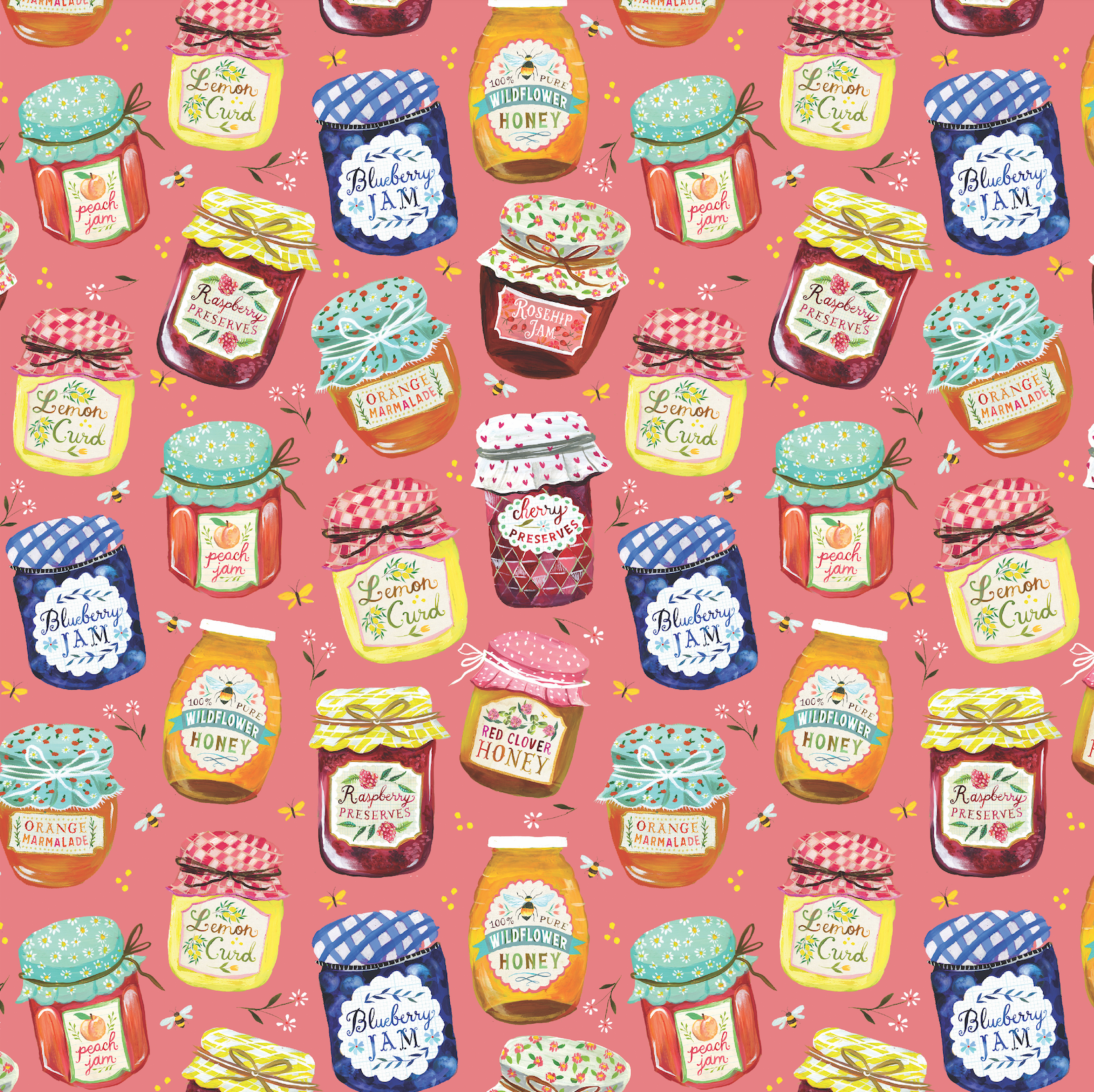 Jam Jars Peach Jam Fabric