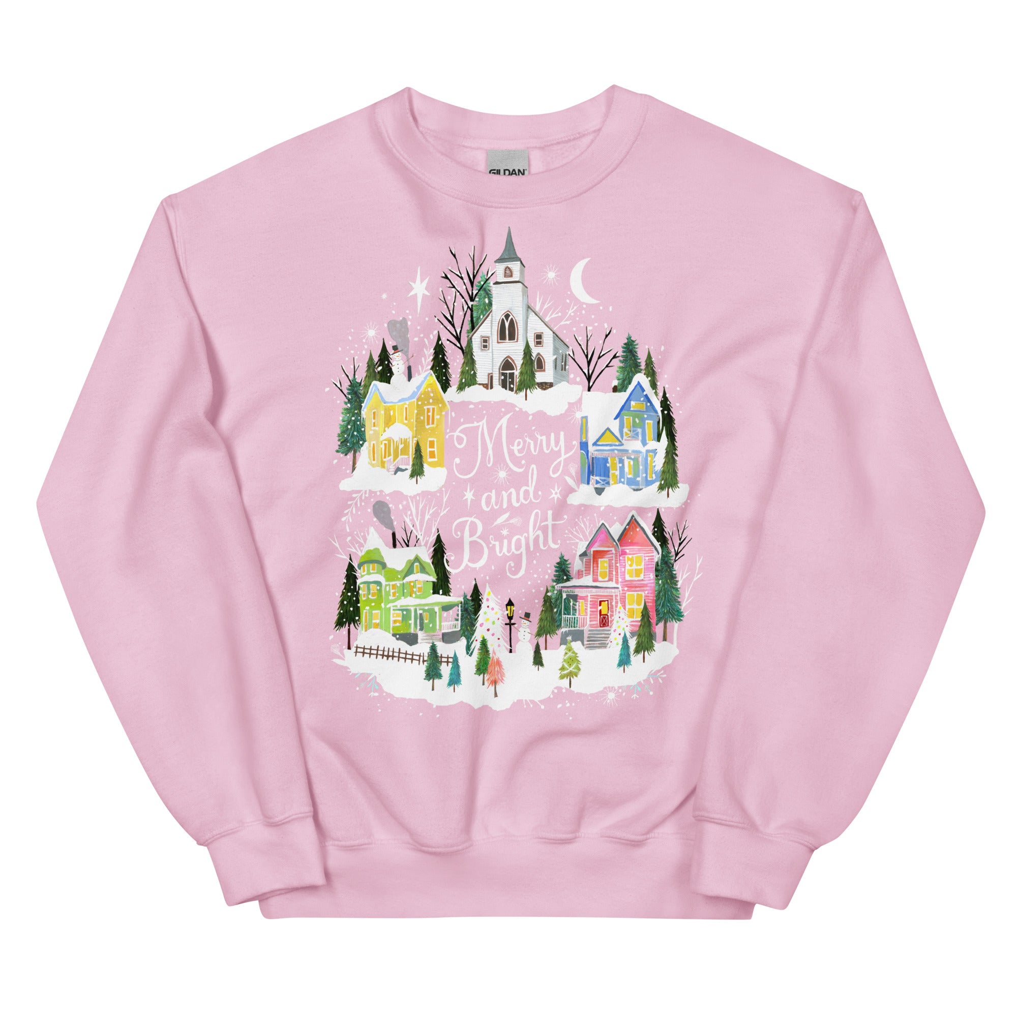 Merry and Bright Sweatshirt Light Pink