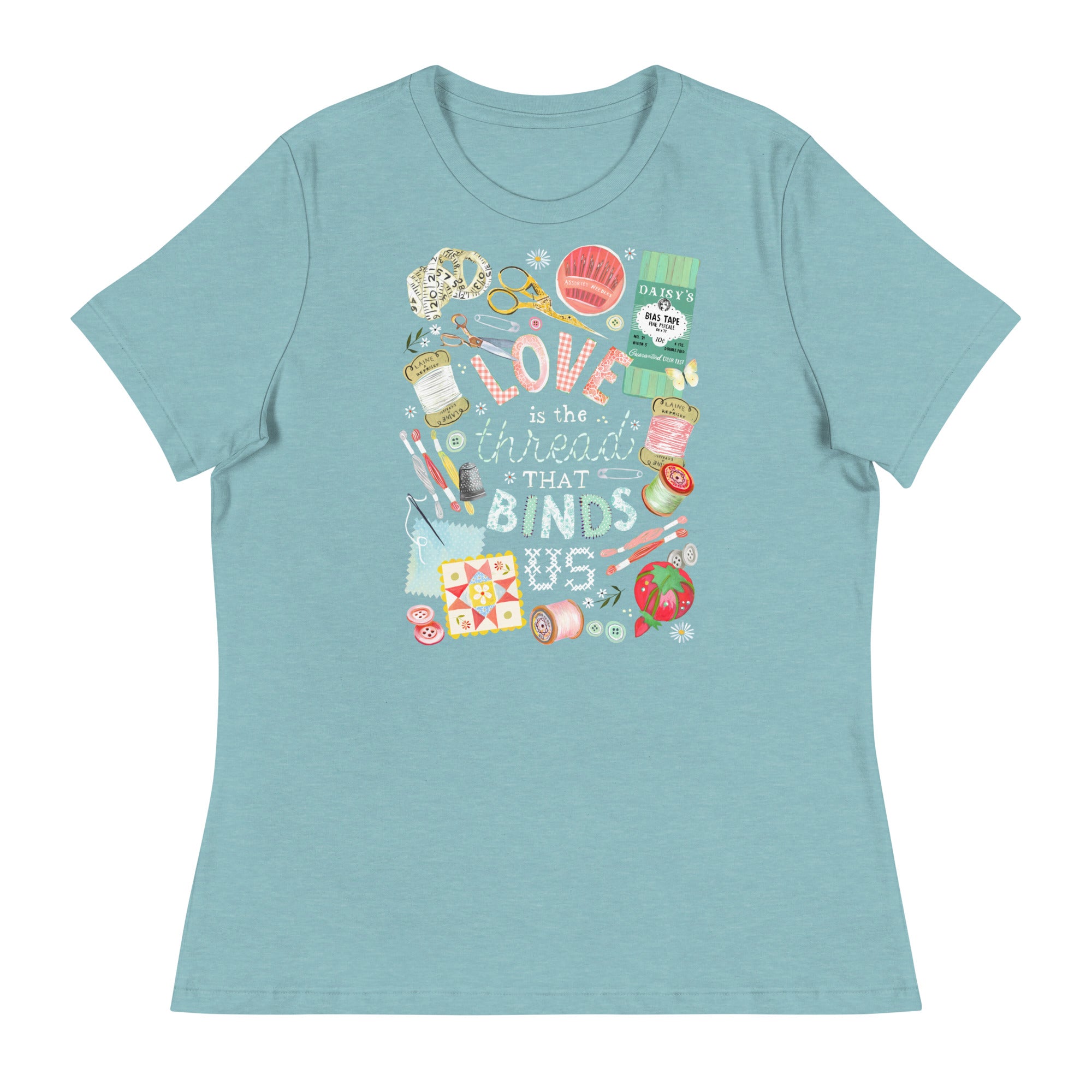 Love is The Thread T-Shirt Heather Blue Lagoon