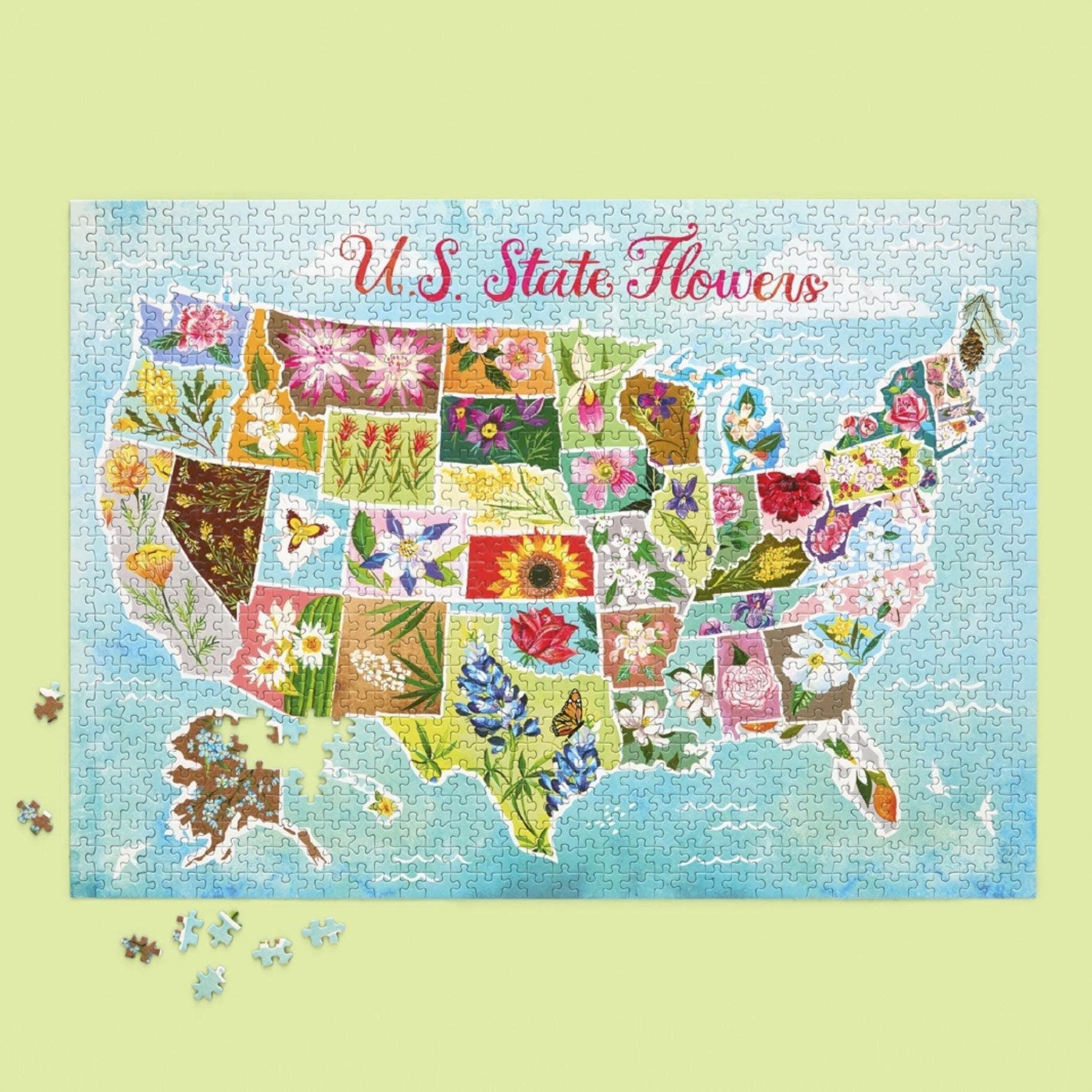 1000 Piece Puzzle - US State Flowers