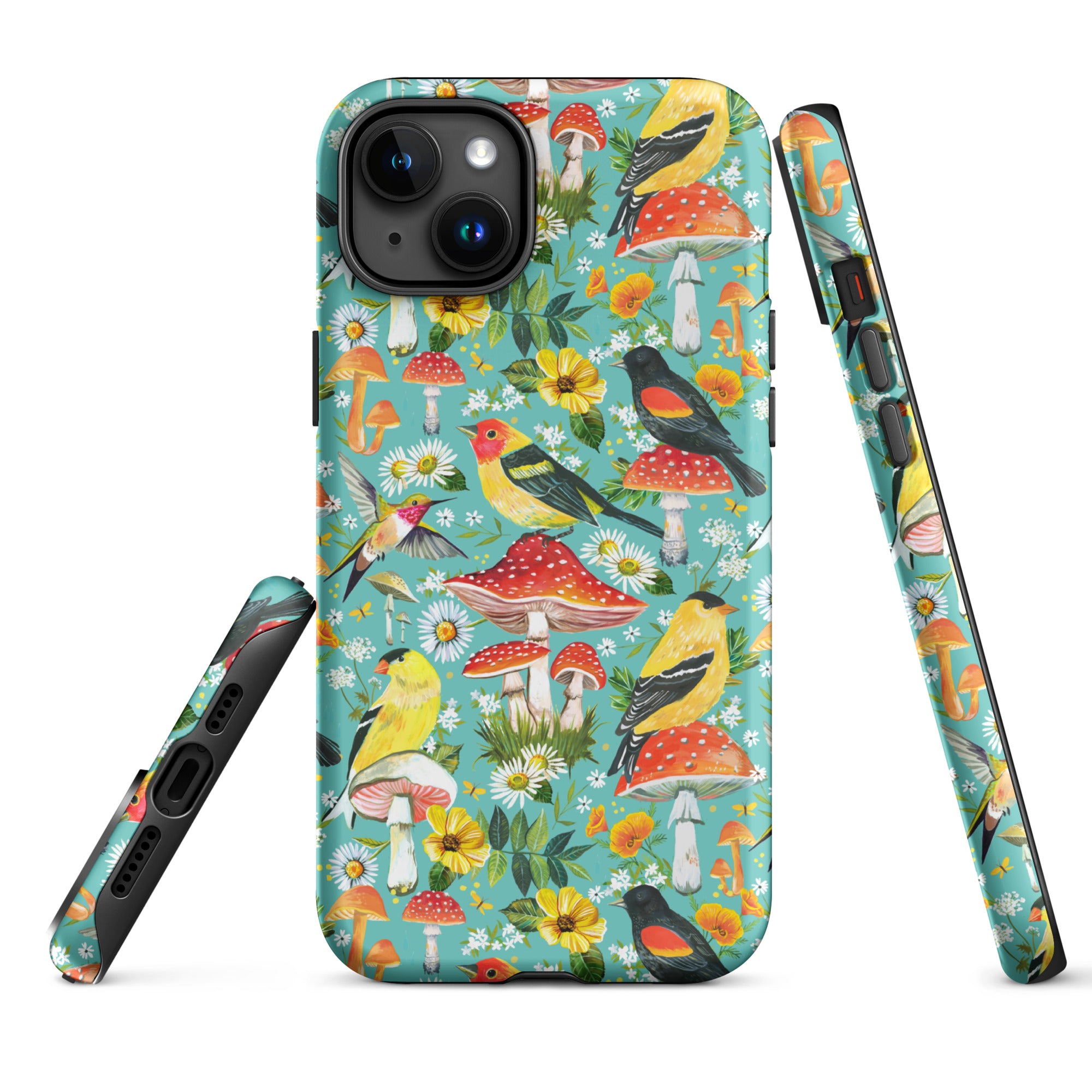 Birds and Mushrooms Tough Case for iPhone® iPhone 15 Plus
