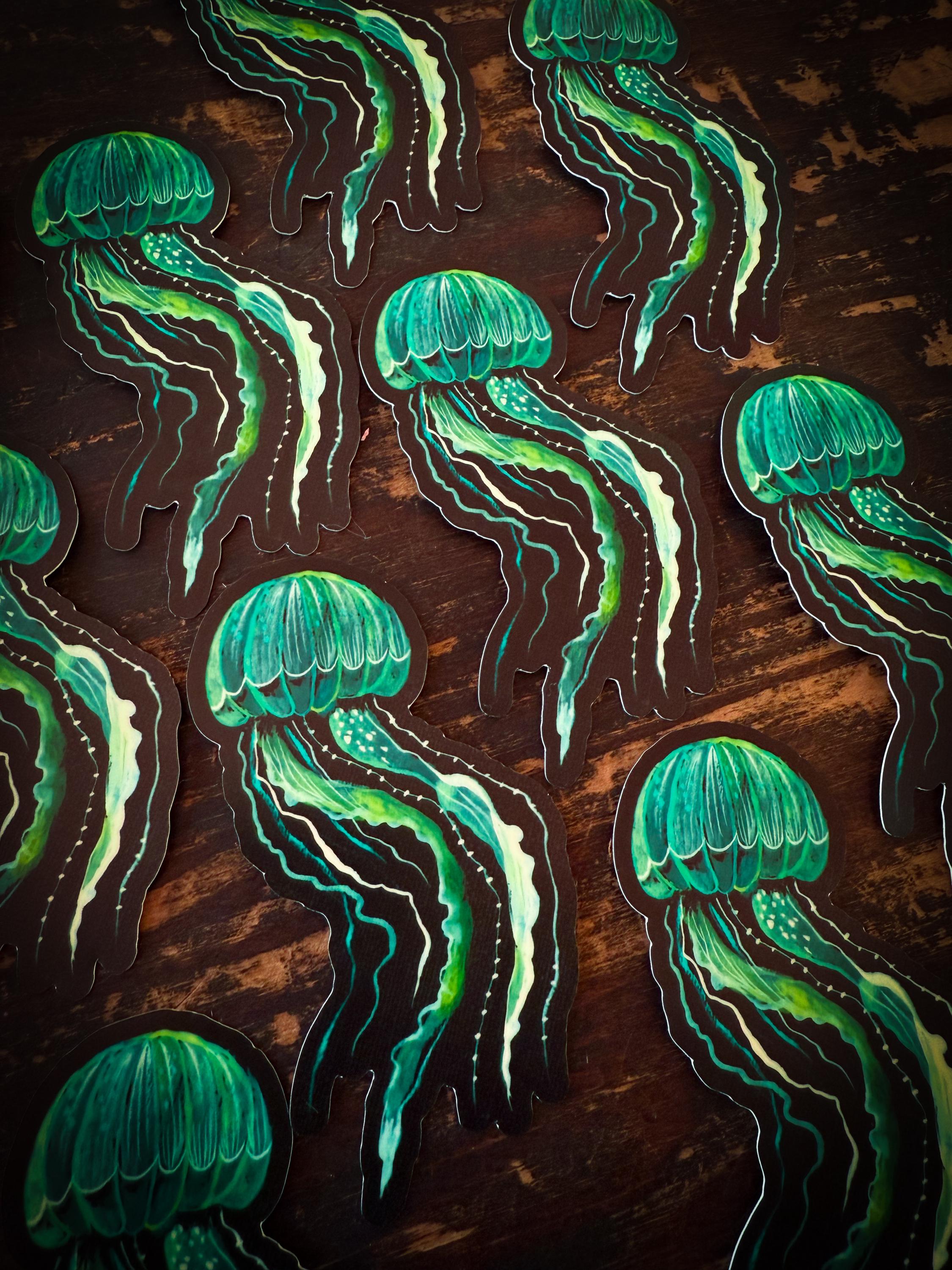 Bioluminescent Jellyfish - Glow in The Dark Sticker