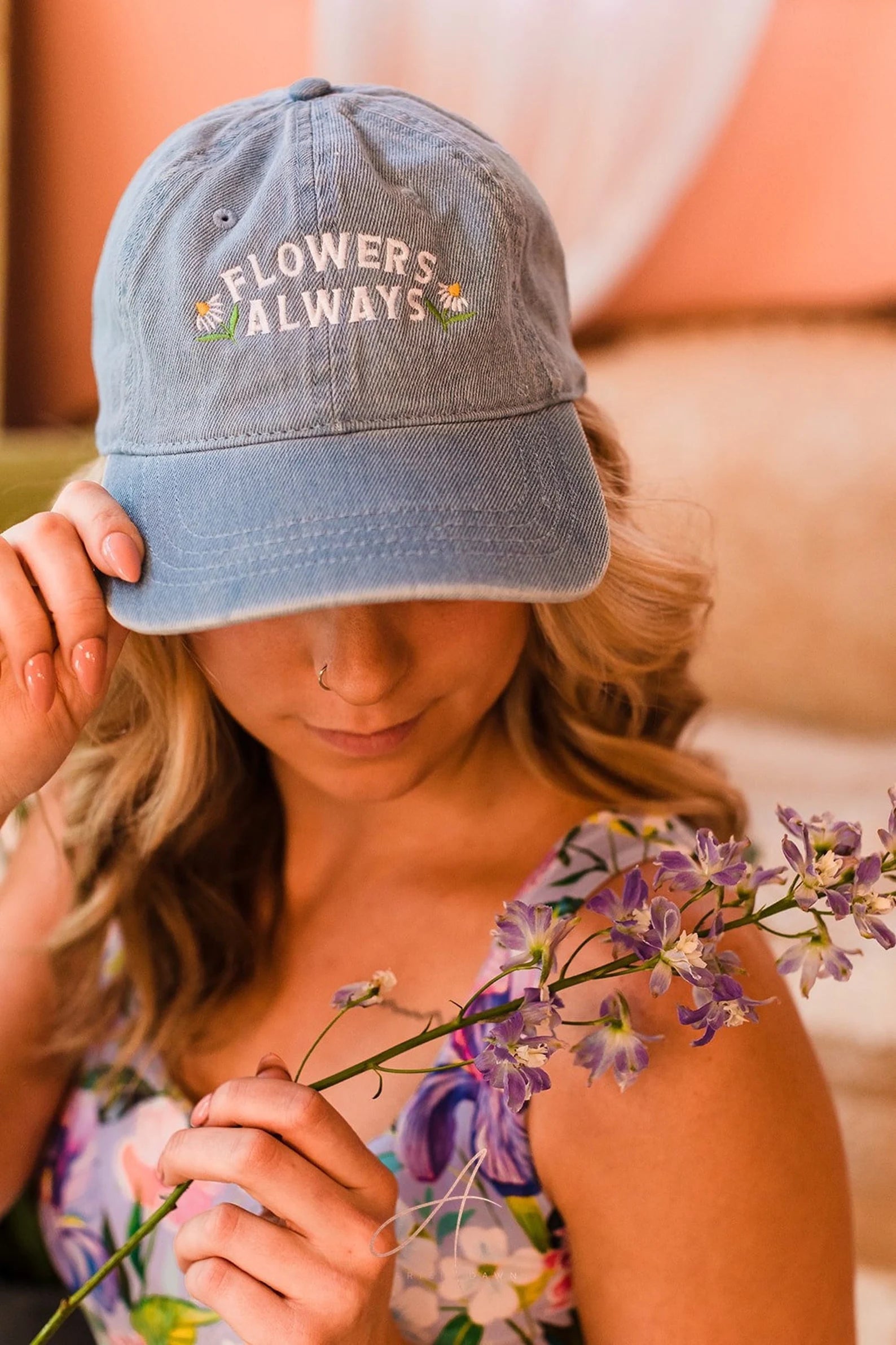 Flowers Always Denim Hat