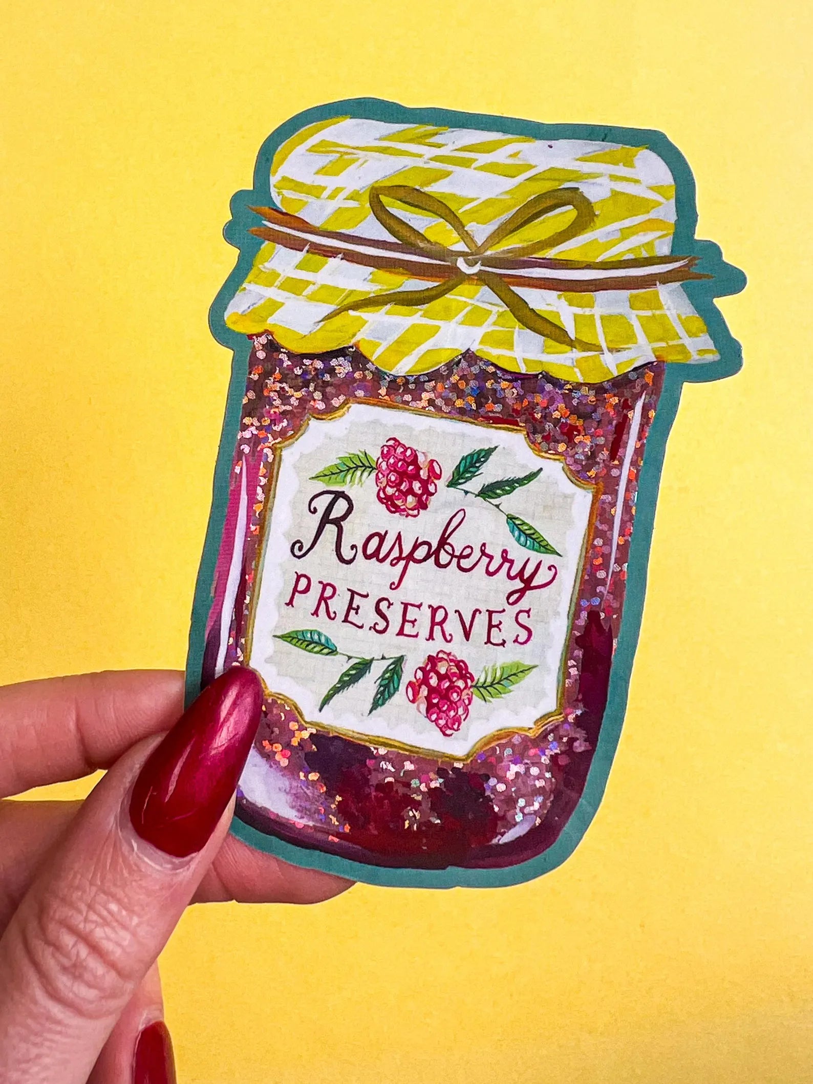 Jam Jar | Raspberry Preserves Glitter Sticker