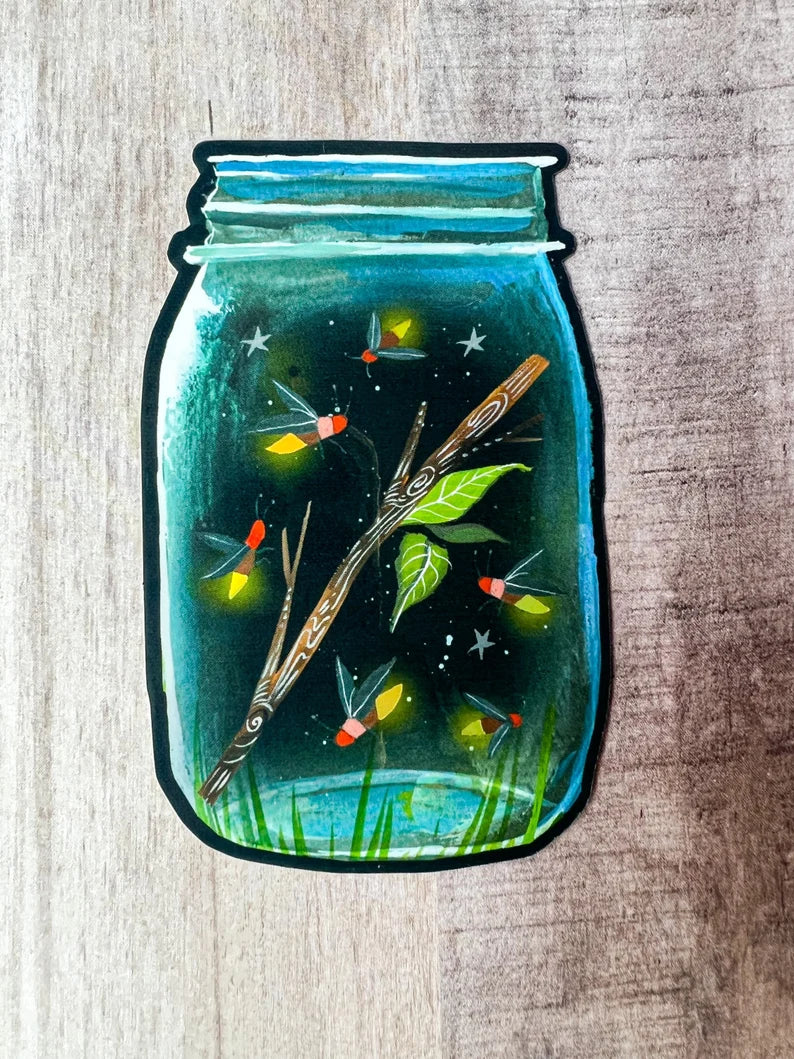 Firefly Jar Sticker with holographic accents