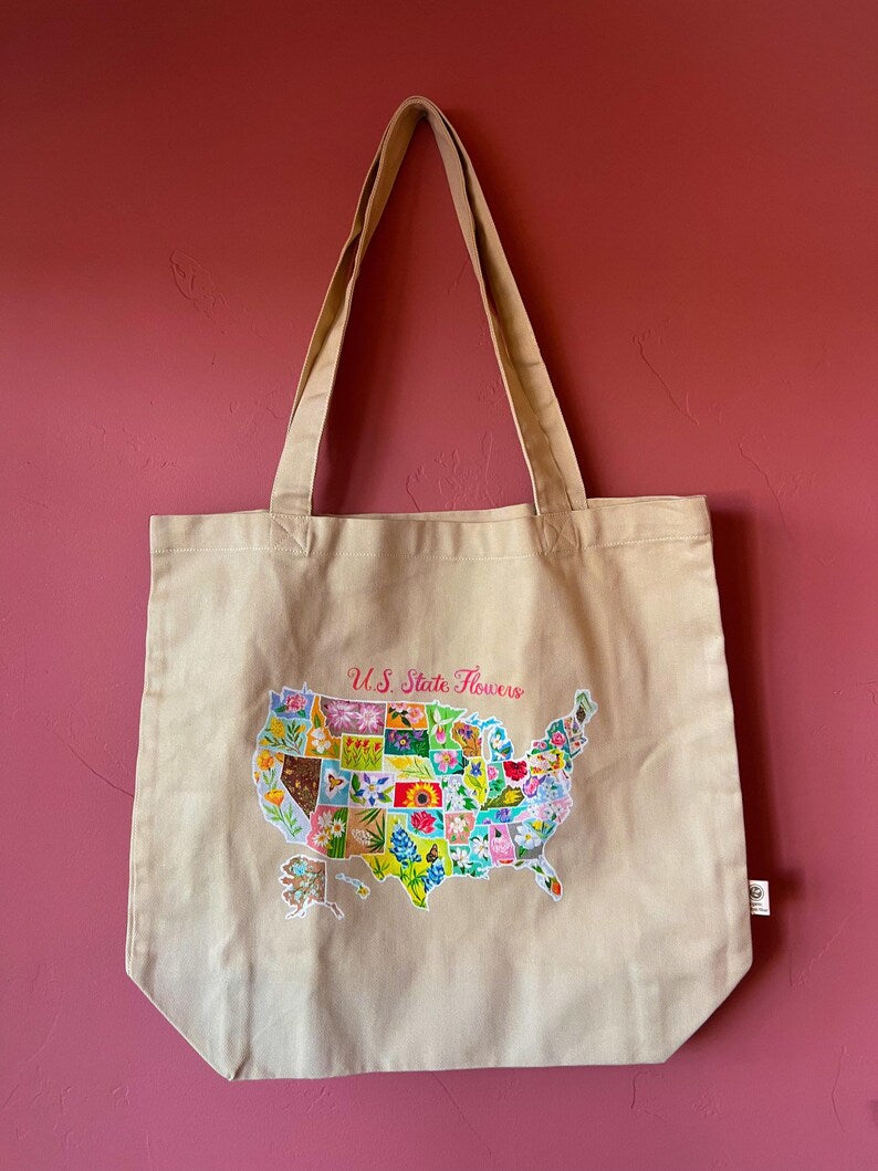 State Flowers Organic Cotton Tote Bag