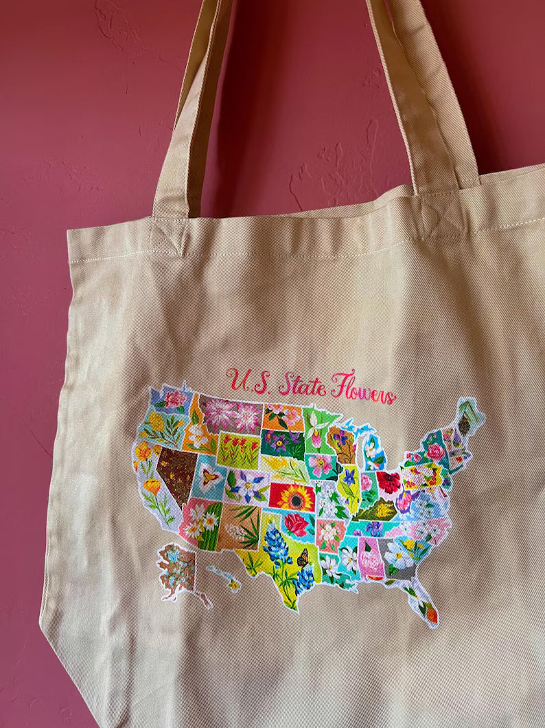 State Flowers Organic Cotton Tote Bag