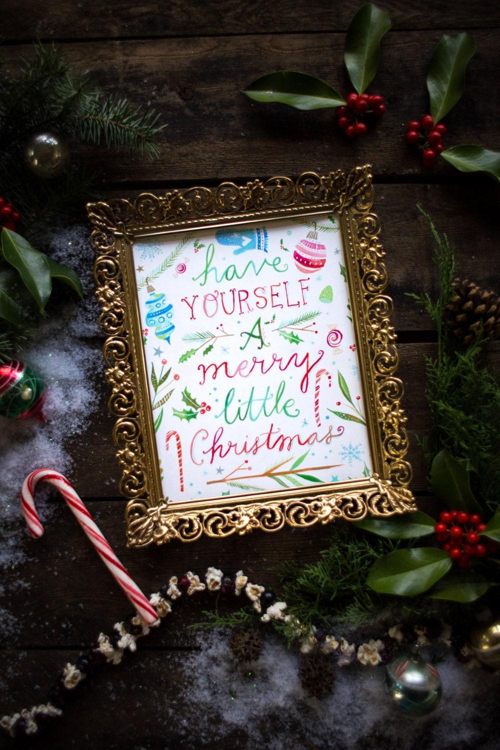Merry Little Christmas Holiday Art Print