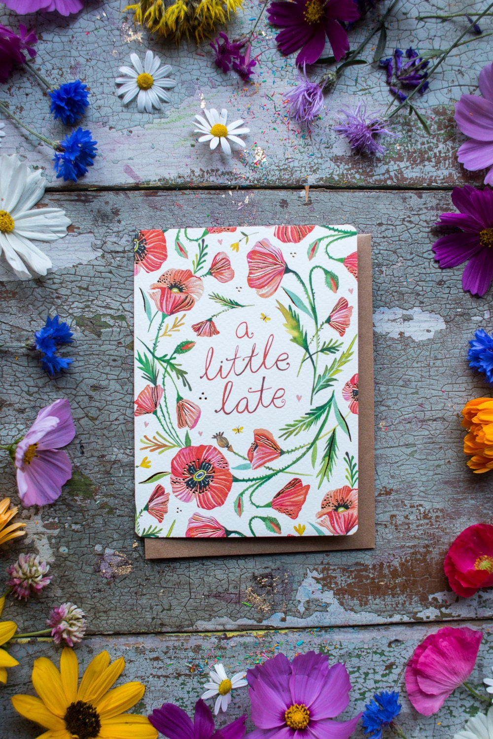 Belated Birthday Poppies - Greeting Card