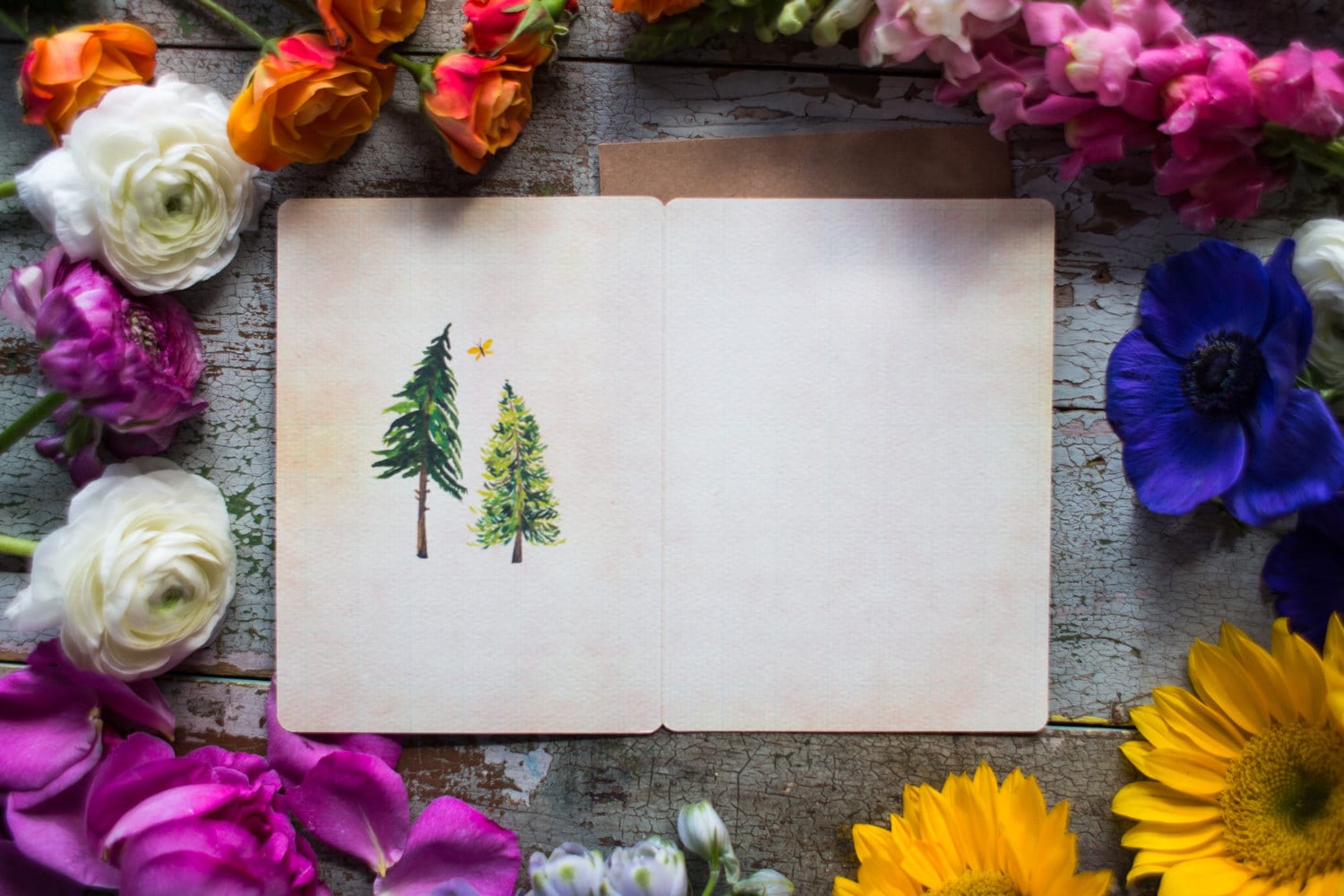 Two Pines Gold Foil Greeting Card