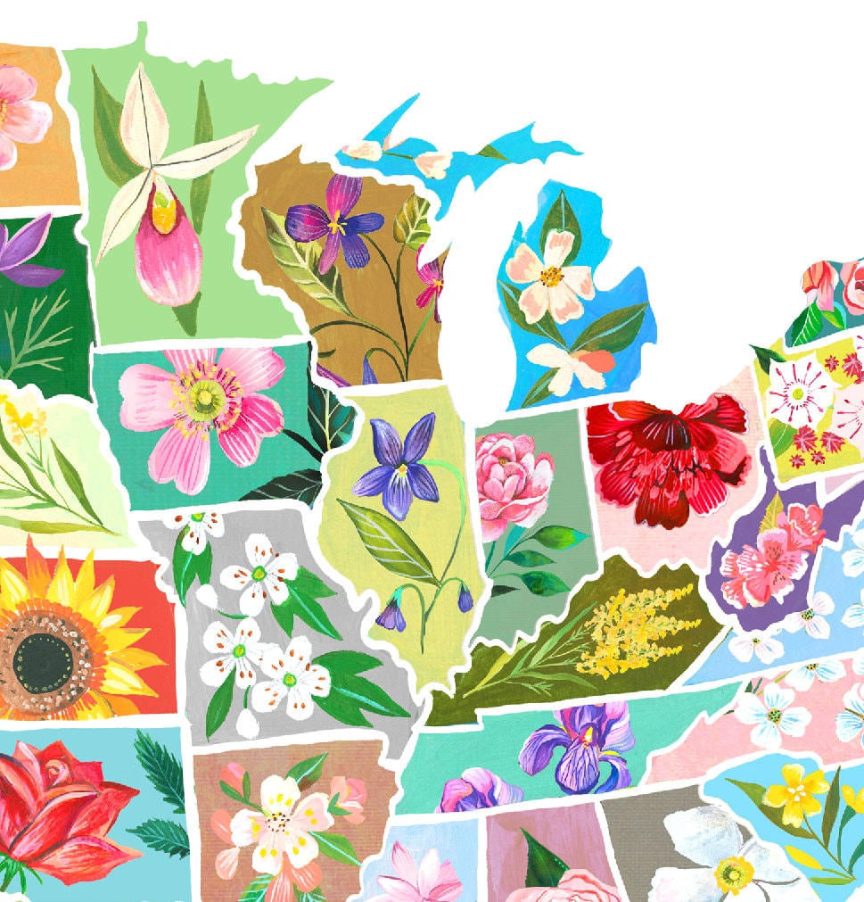 US State Flowers Art Print