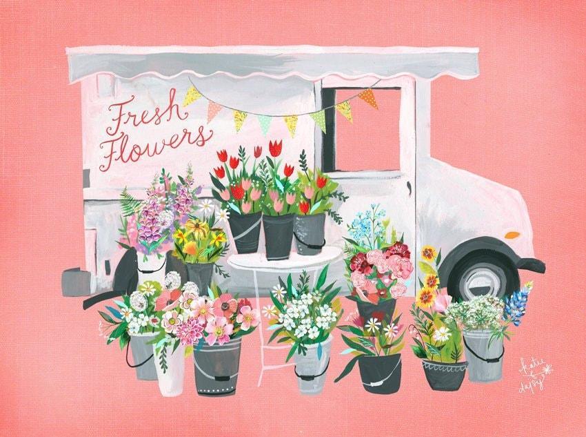 Flower Truck Art Print