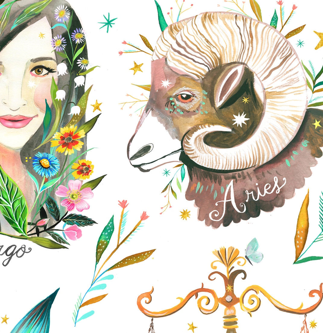 Zodiac Chart Art Print