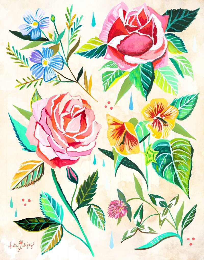 Vintage Florals Art Print