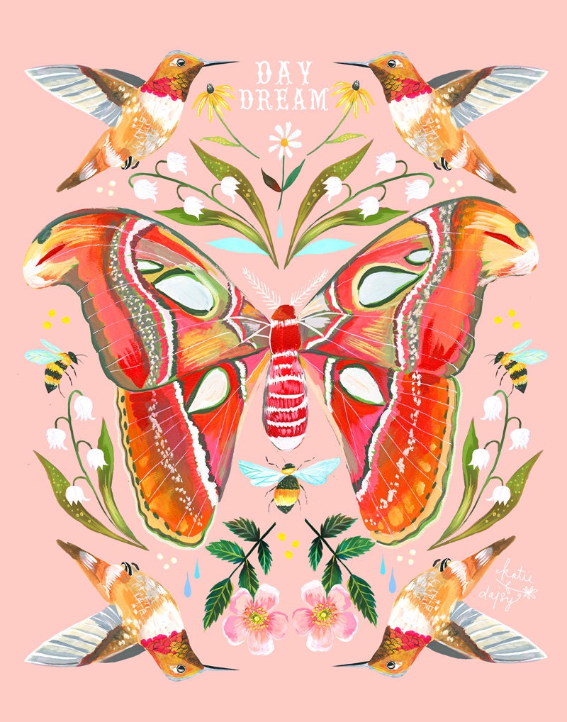Daydream Moth Art Print | Katie Daisy | Joyful Goods for the Wildflower ...