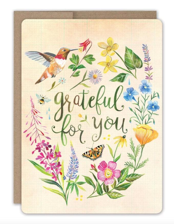 Grateful Hummingbird - Greeting Card