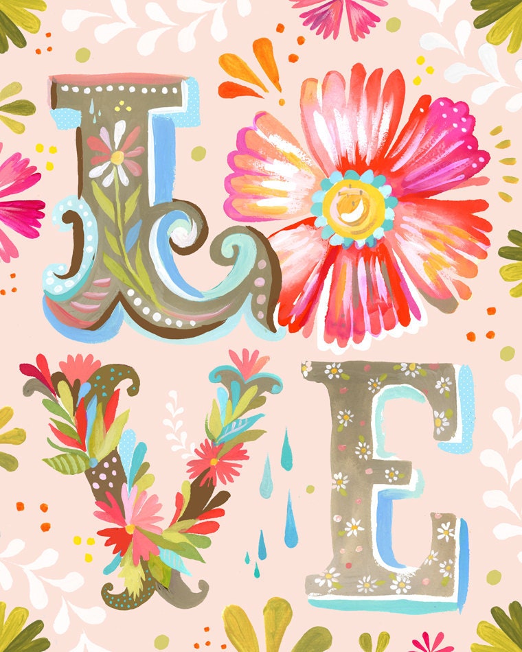 LOVE Block Letter Vertical Art Print