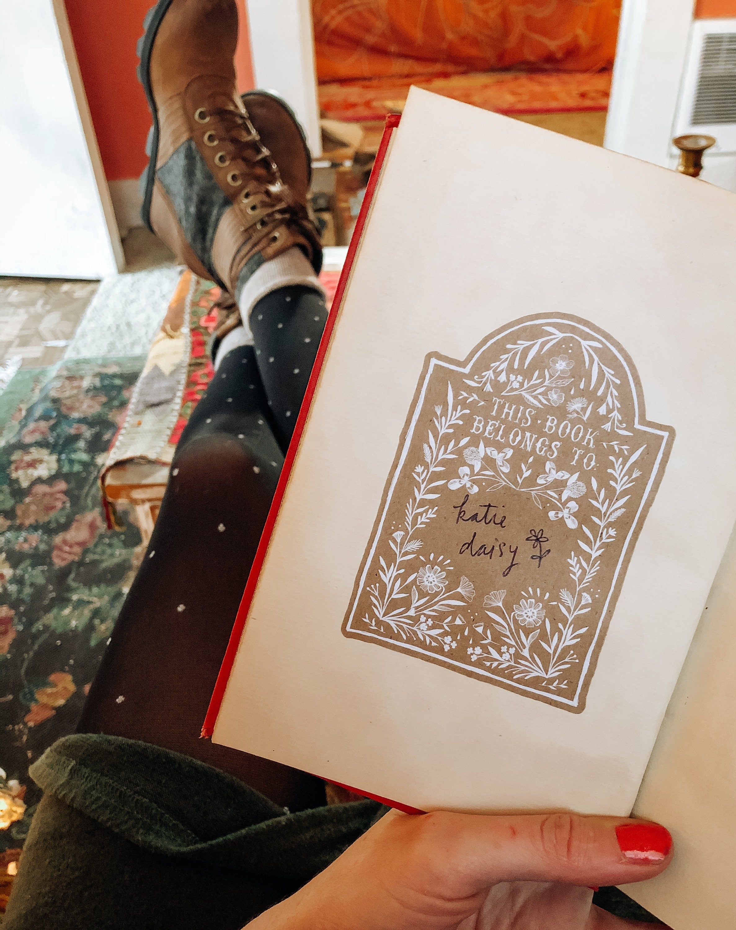 Floral Bookplates/Ex Libris on Kraft (Set of 4)