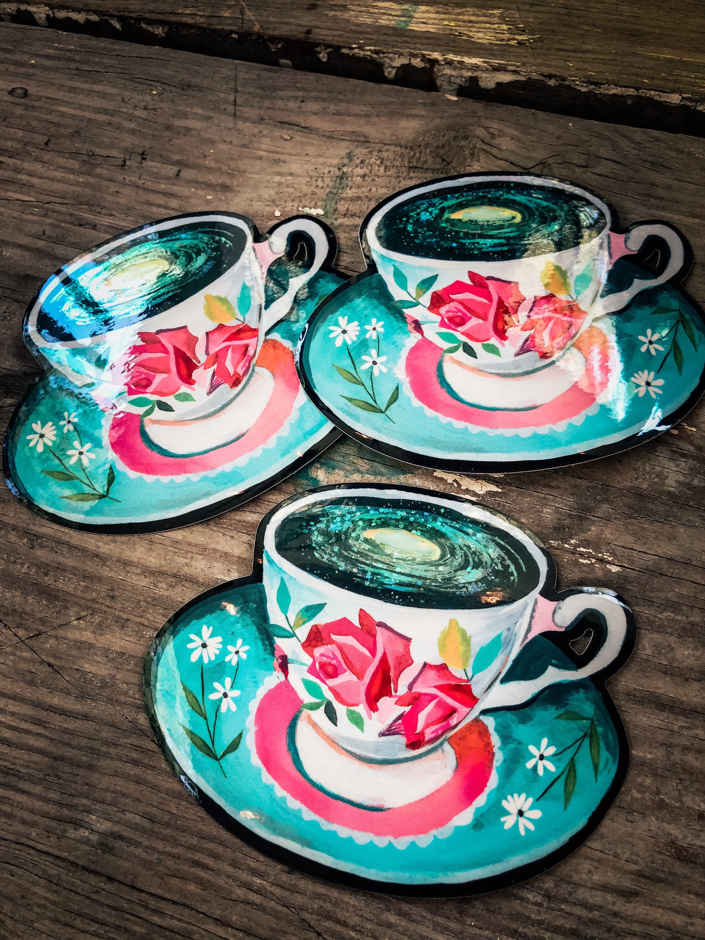 Teacup Galaxy - Glitter Sticker