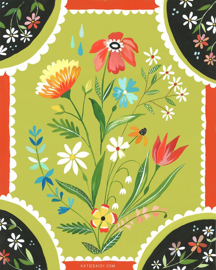 Meadow Flowers Paper Art Print