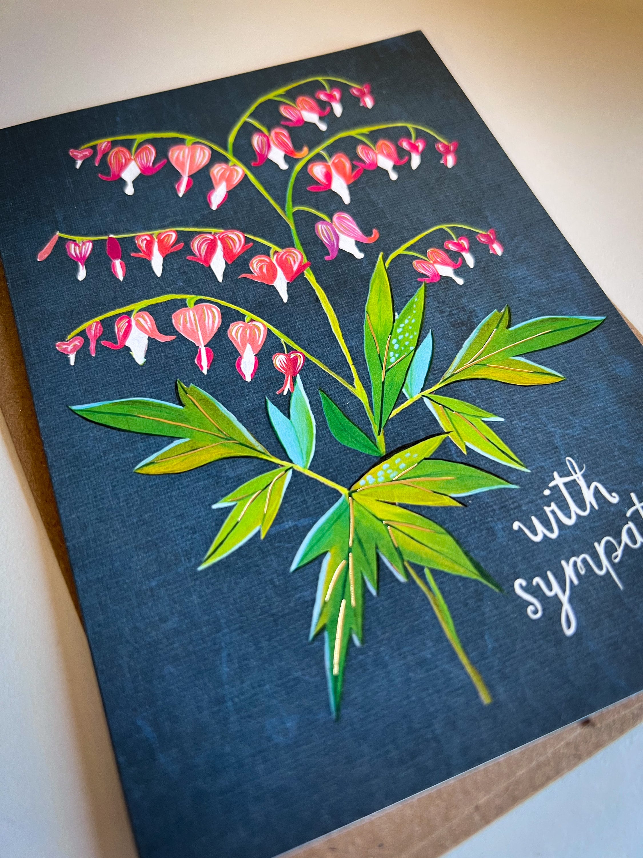 With Sympathy Bleeding Hearts - Greeting Card