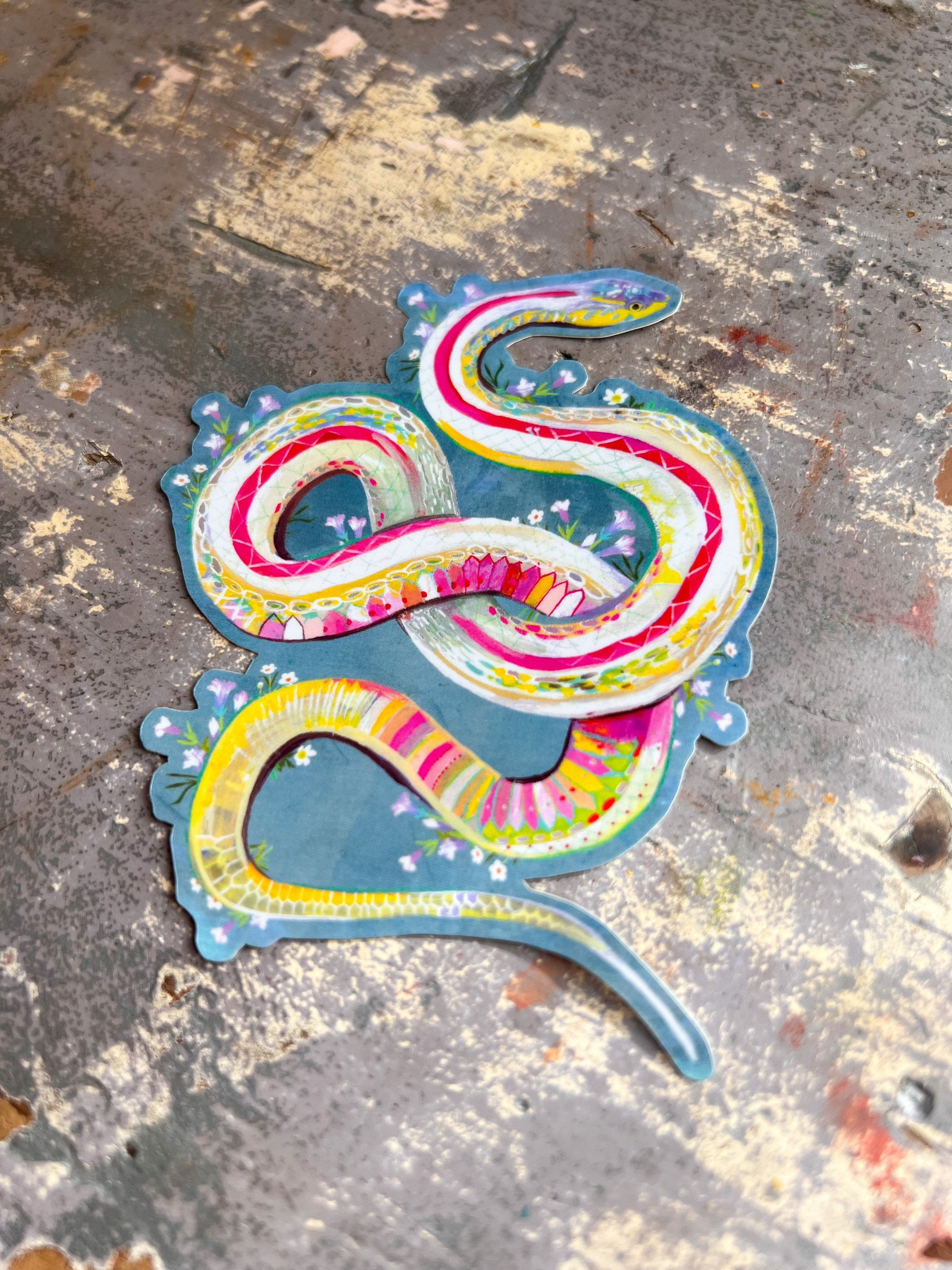 Snake Sticker with Holographic Accents