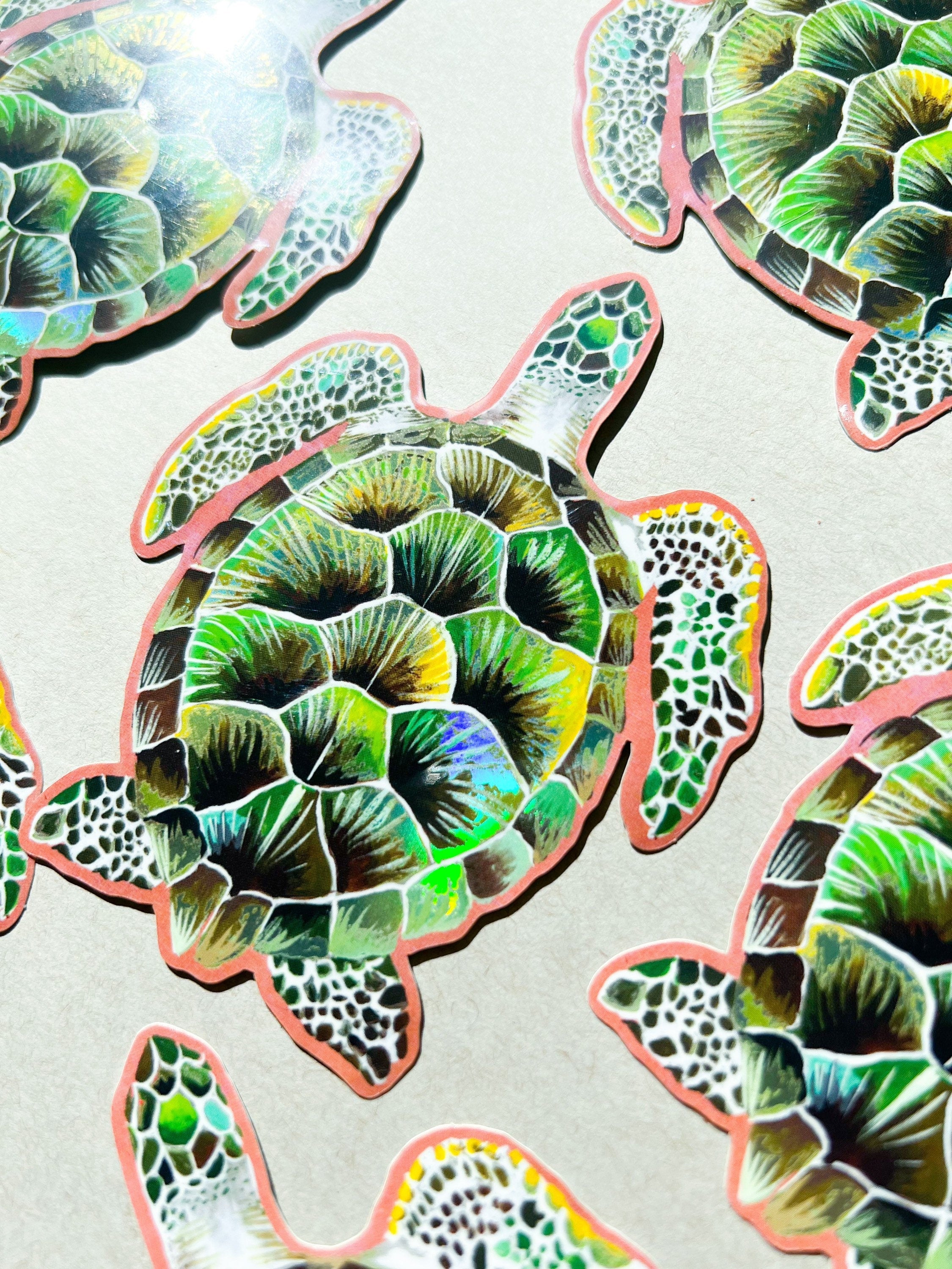 Sea Turtle Sticker with Holographic Accents