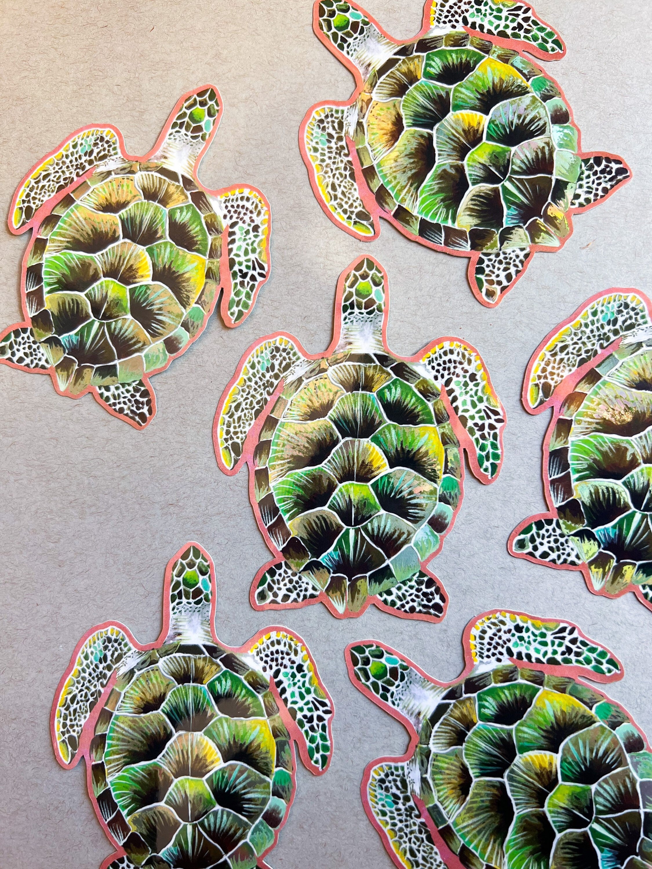 Sea Turtle Sticker with Holographic Accents