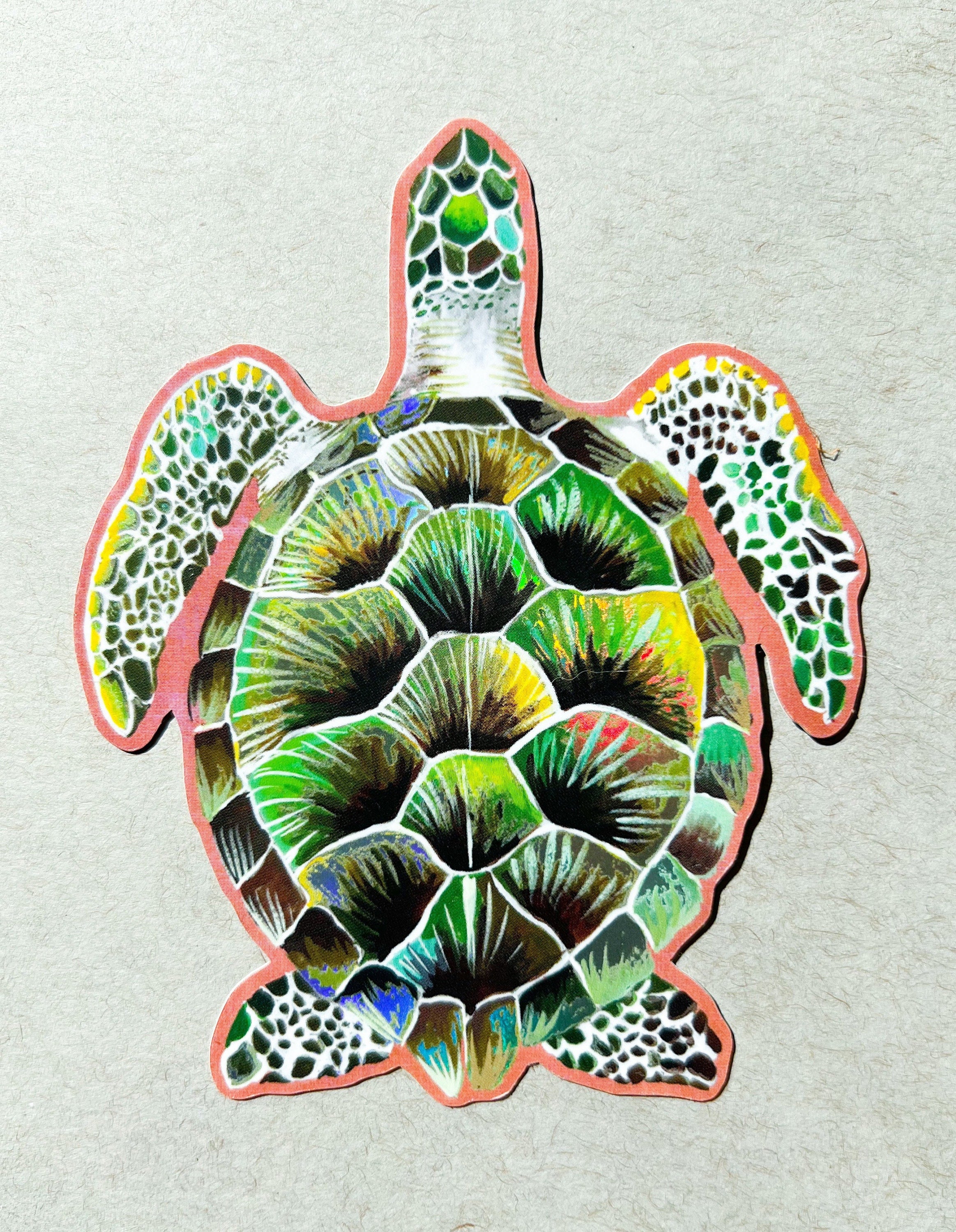 Sea Turtle Sticker with Holographic Accents