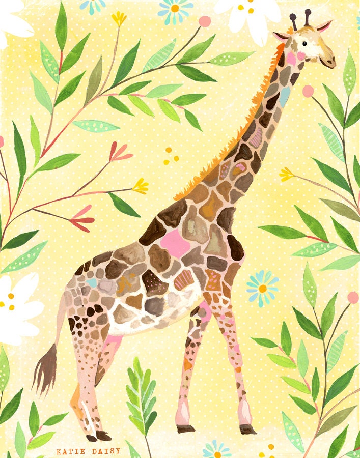 Giraffe Paper Art Print