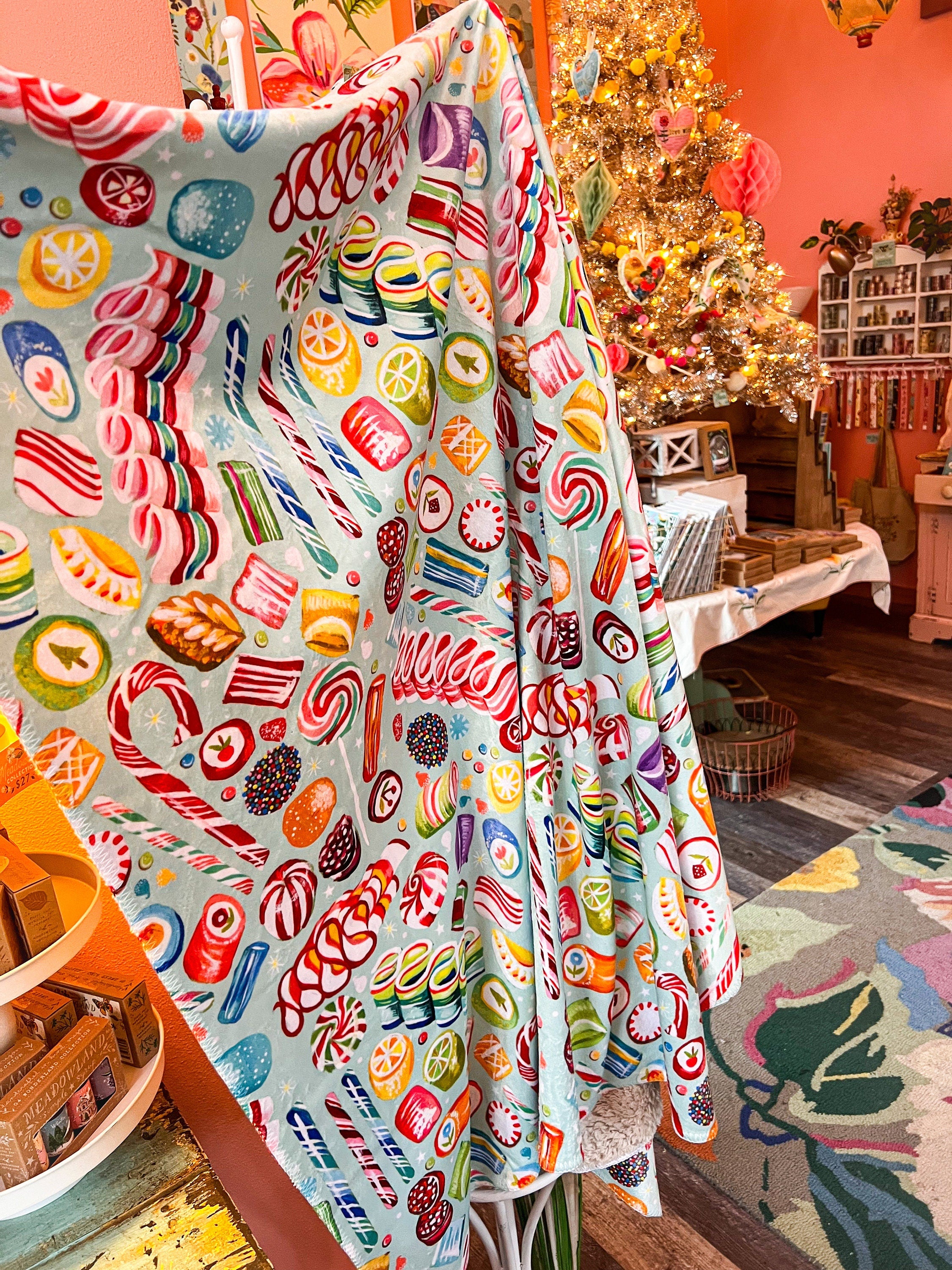 Ribbon Candy Sherpa Blanket