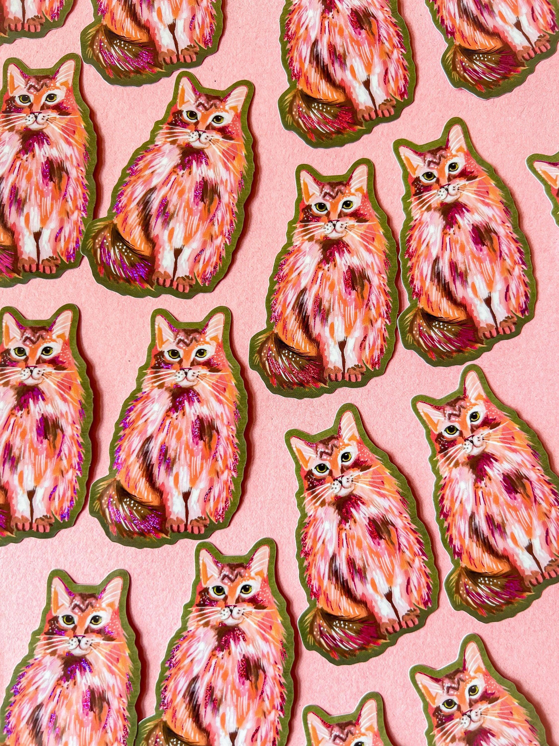 Pink Glitter Kitty Sticker