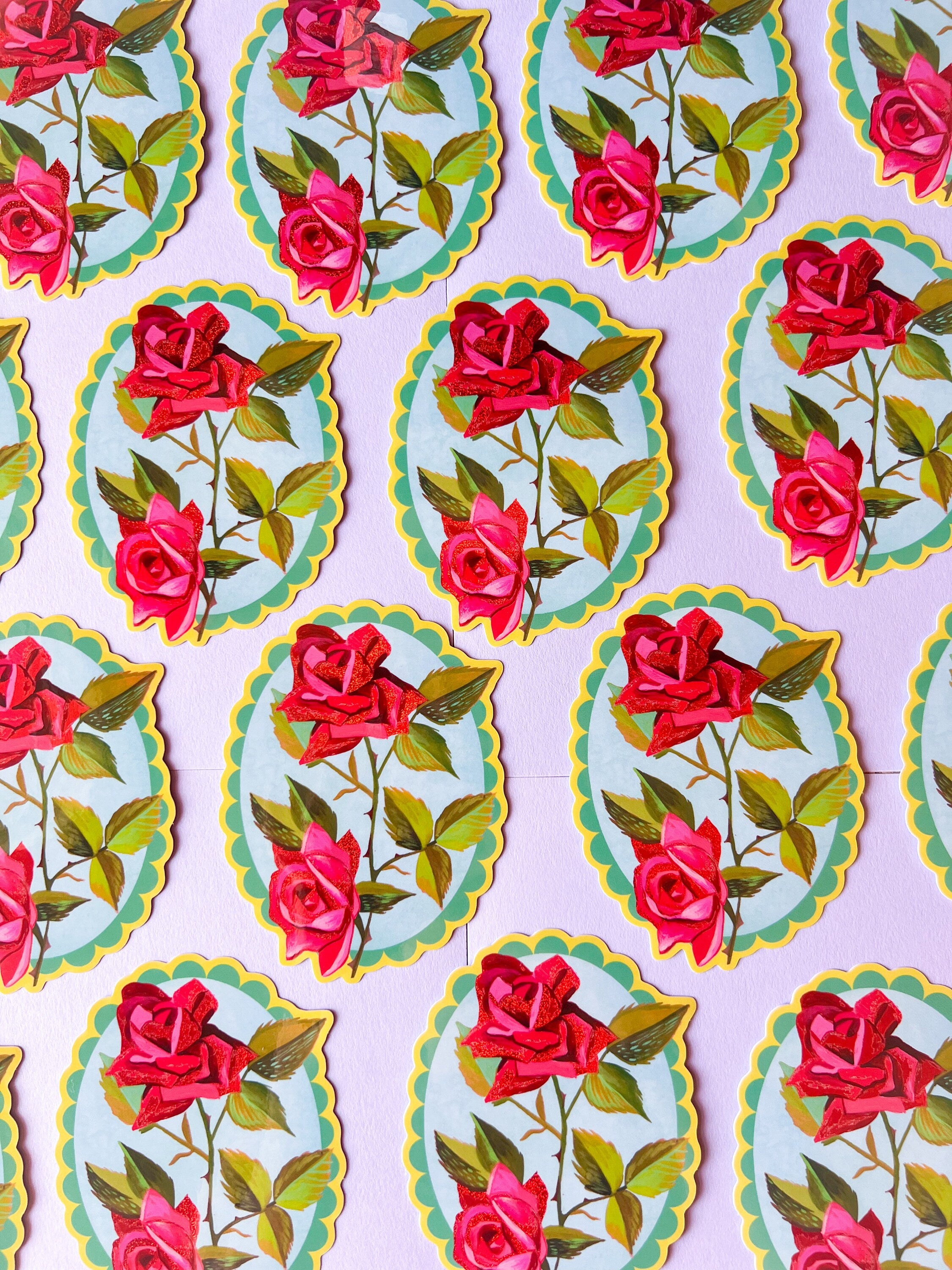 Rose Glitter Sticker